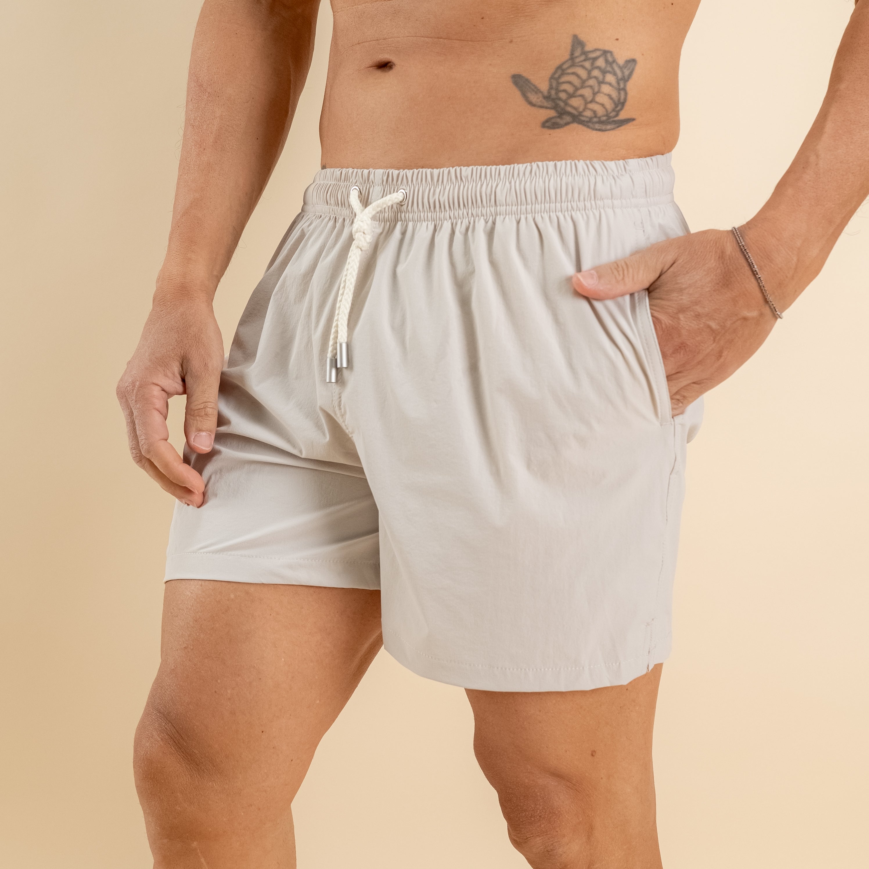 Costume boxer con lacci - Beige