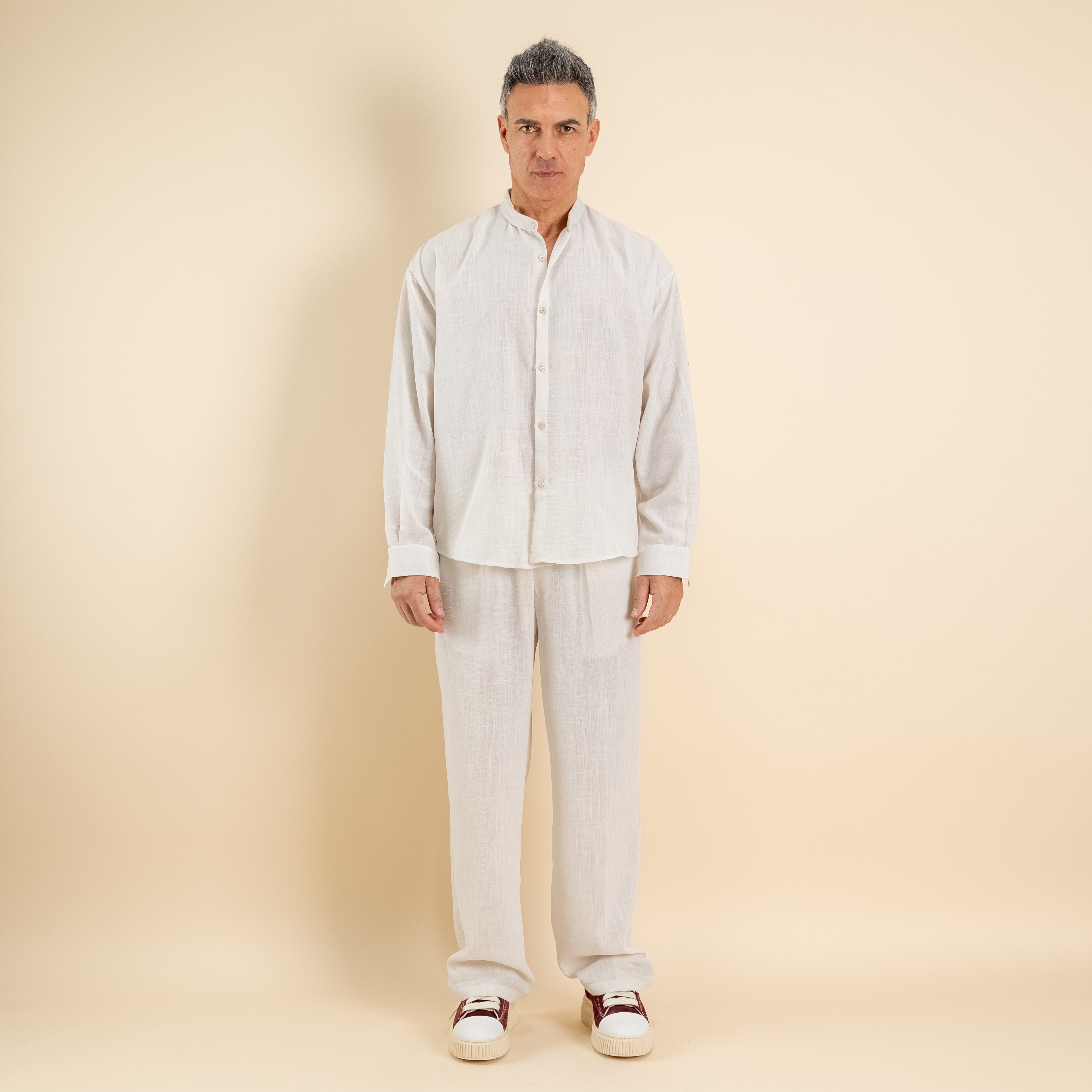 Coordinato effetto lino camicia coreana - Burro