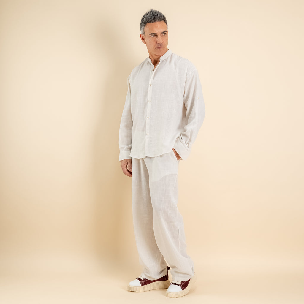 Coordinato effetto lino camicia coreana - Burro