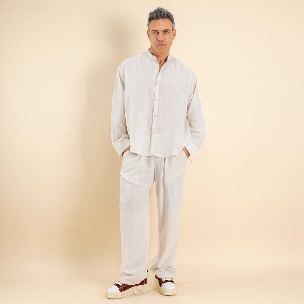 Coordinato effetto lino camicia coreana - Burro