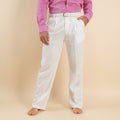 Pantalone palazzo in misto lino - Bianco