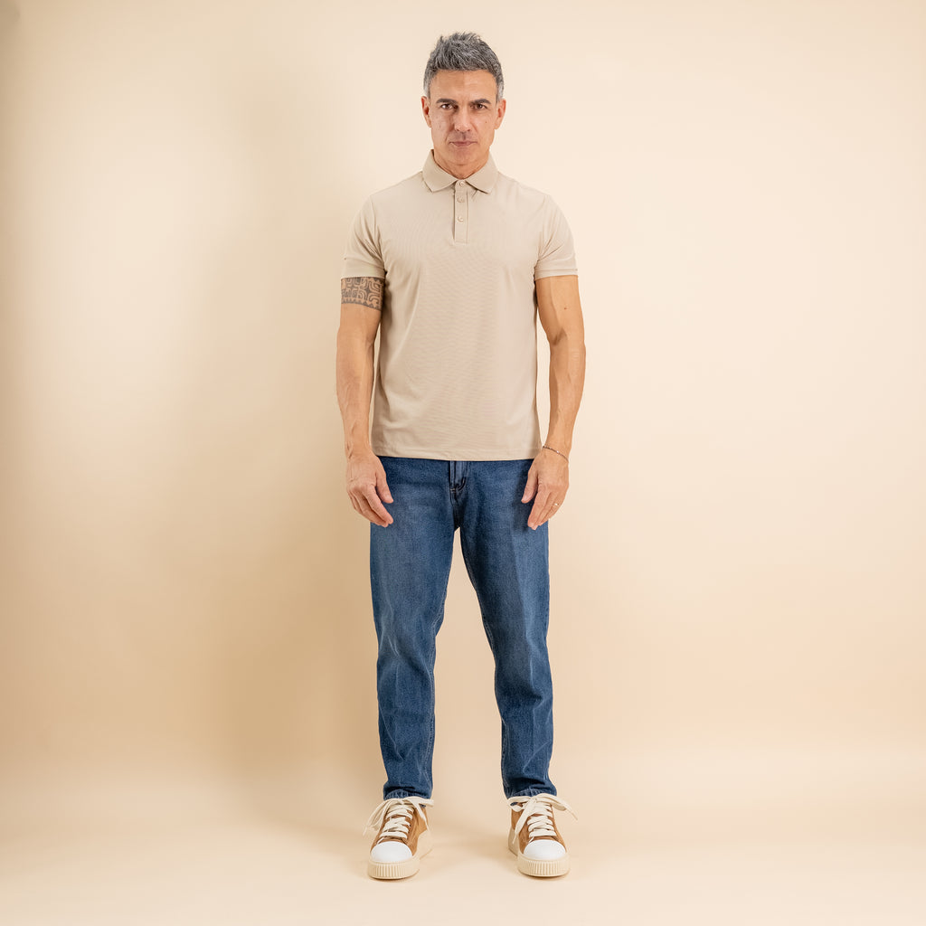 Polo effetto seta - Beige
