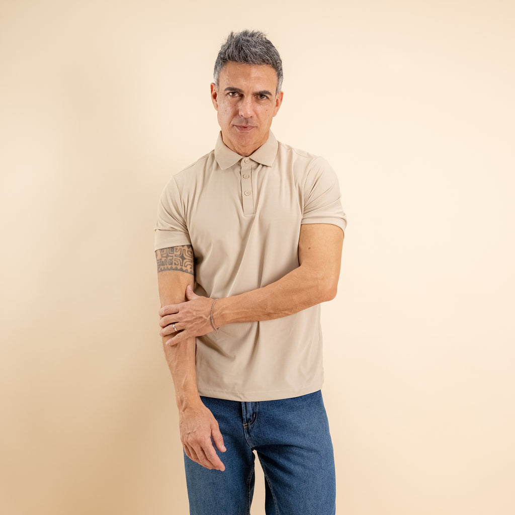 Polo effetto seta - Beige