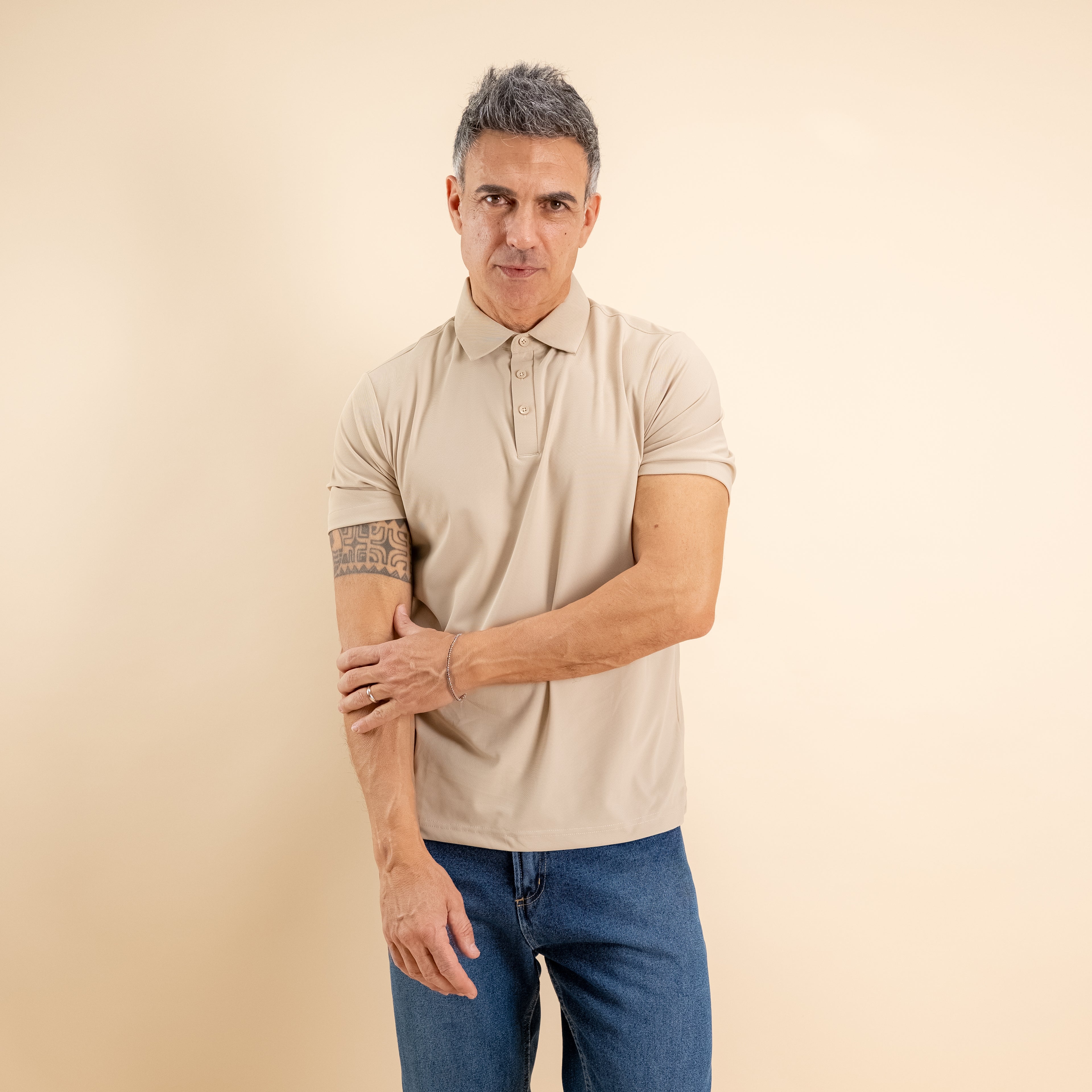 Polo effetto seta - Beige