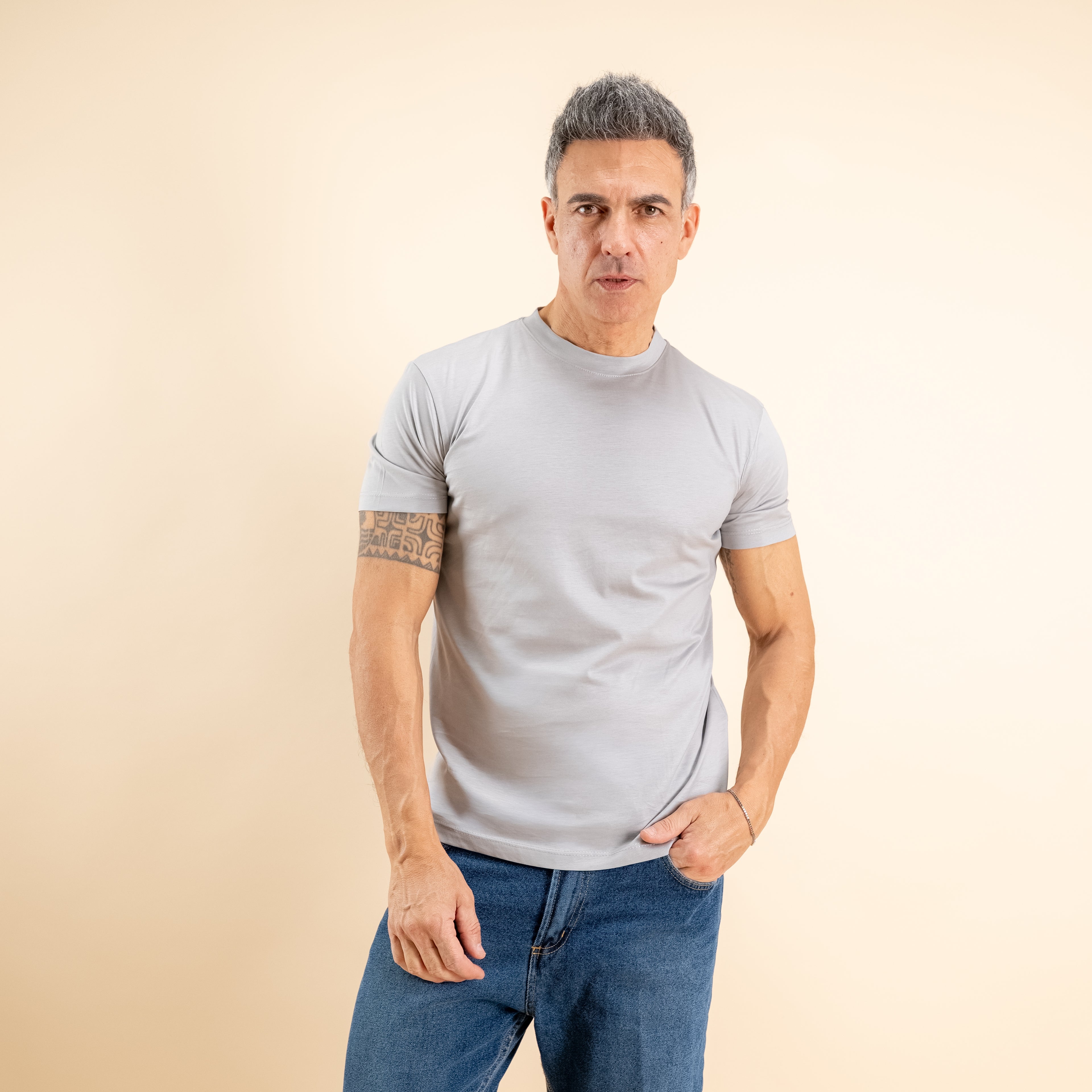 T-shirt cotone mercerizzato premium - Perla