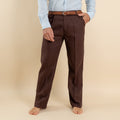 Pantalone palazzo in misto lino - Marrone