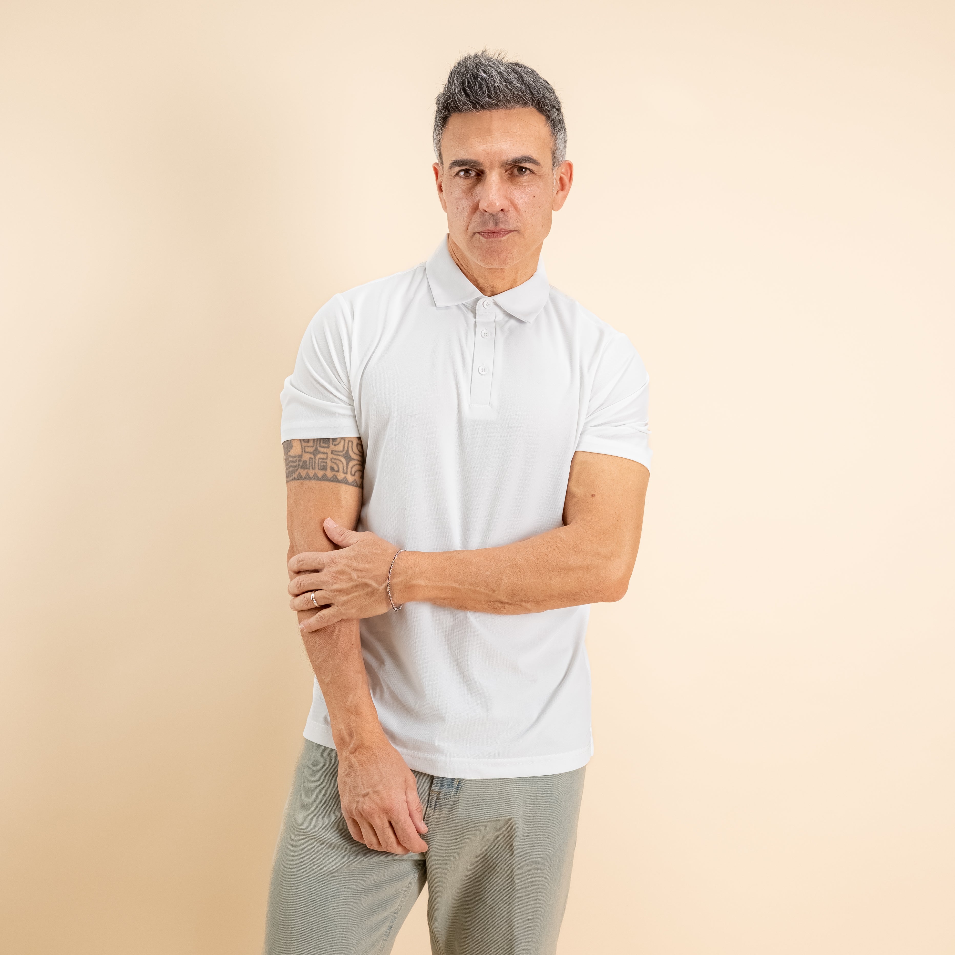 Polo effetto seta - Bianco