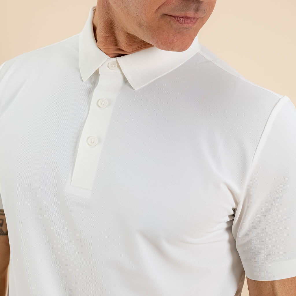 Polo effetto seta manica termosaldata - Bianco