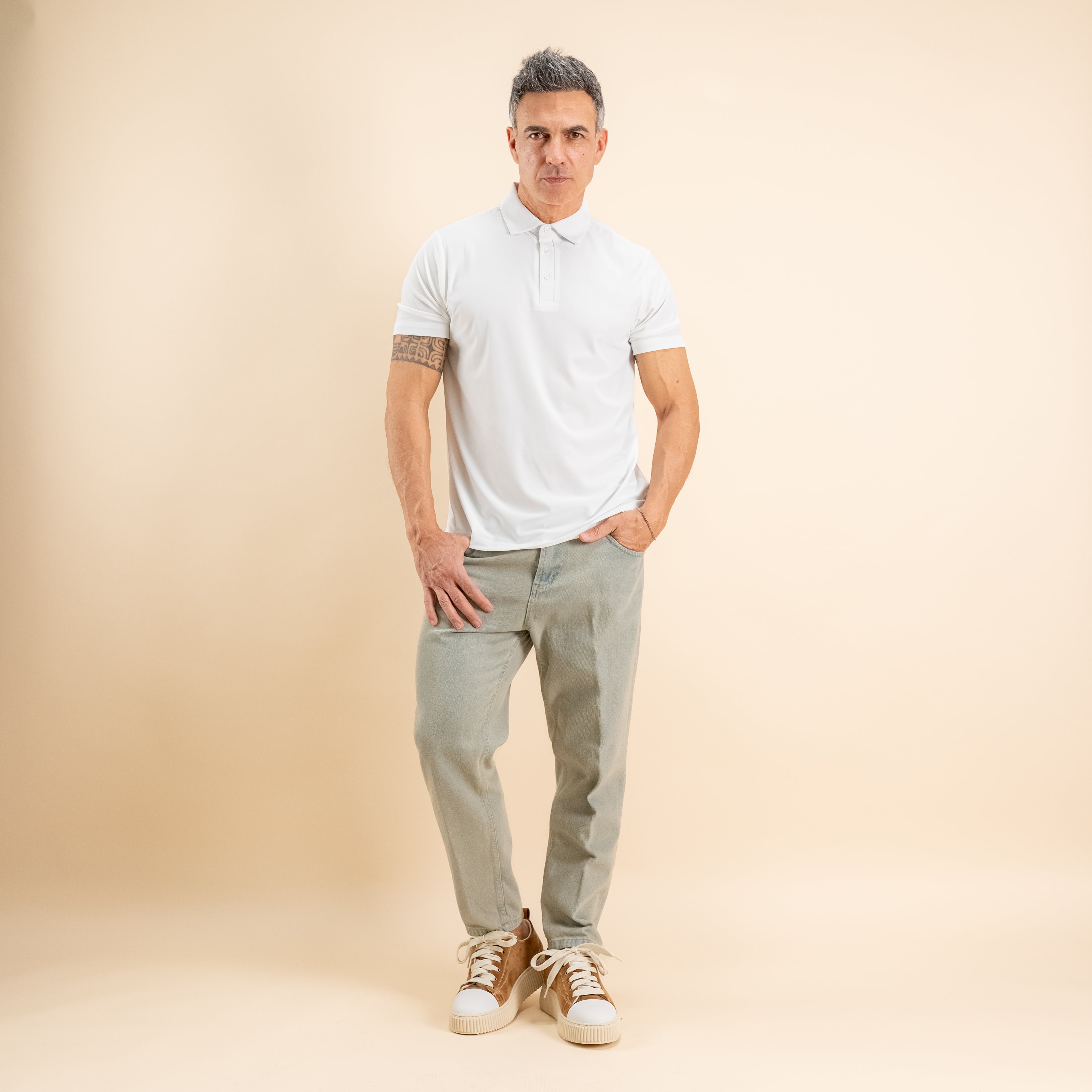 Polo effetto seta - Bianco