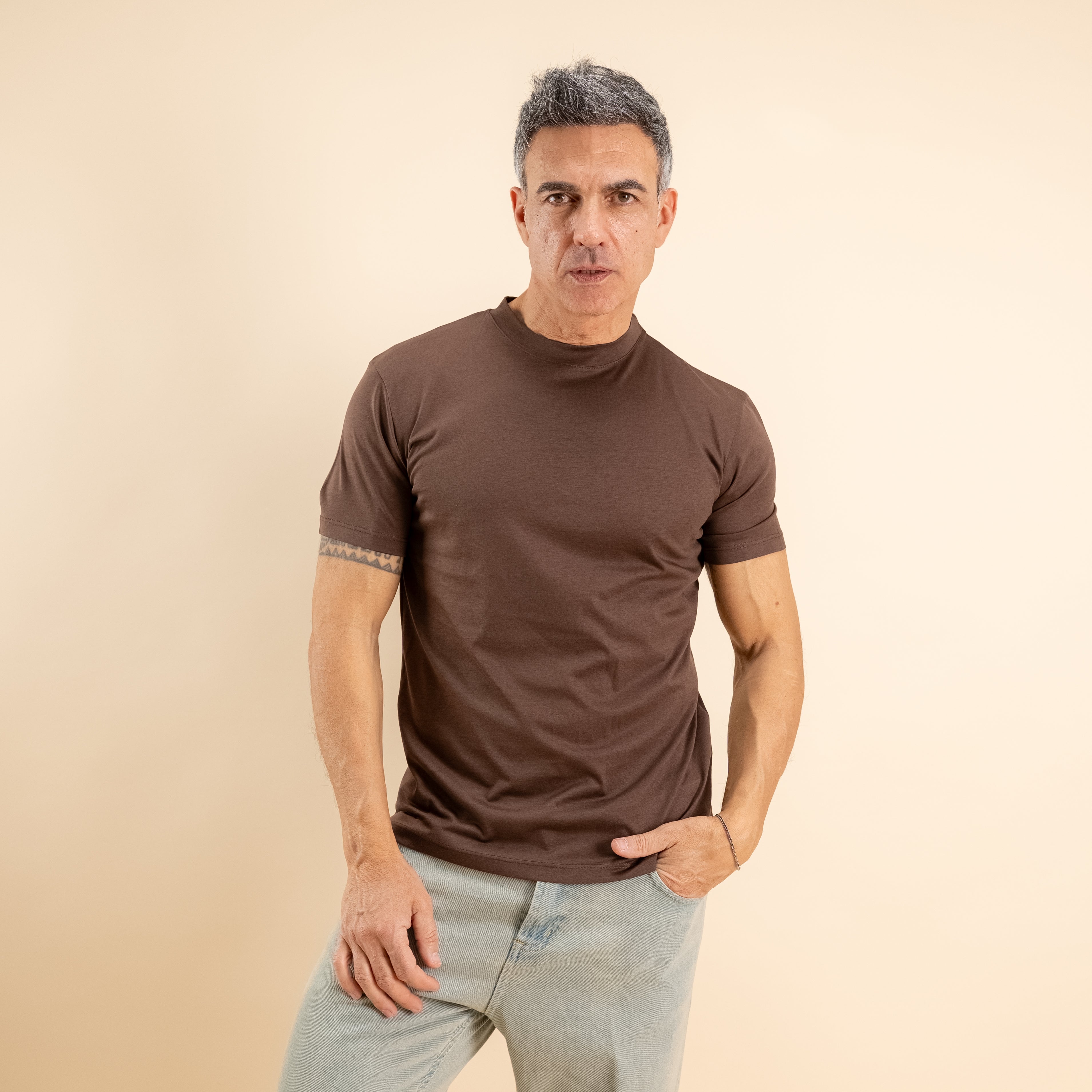 T-shirt cotone mercerizzato premium - Moro