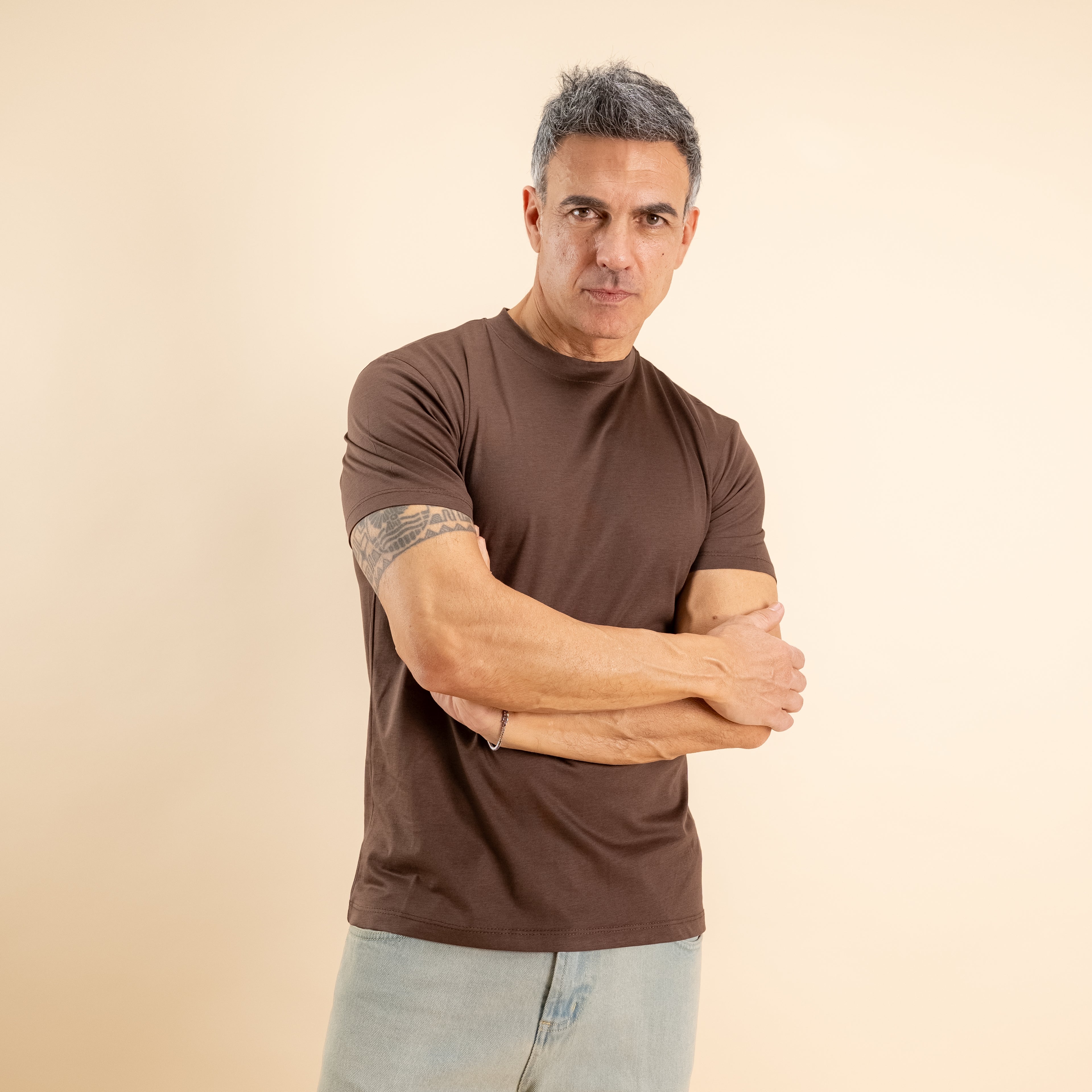 T-shirt cotone mercerizzato premium - Moro