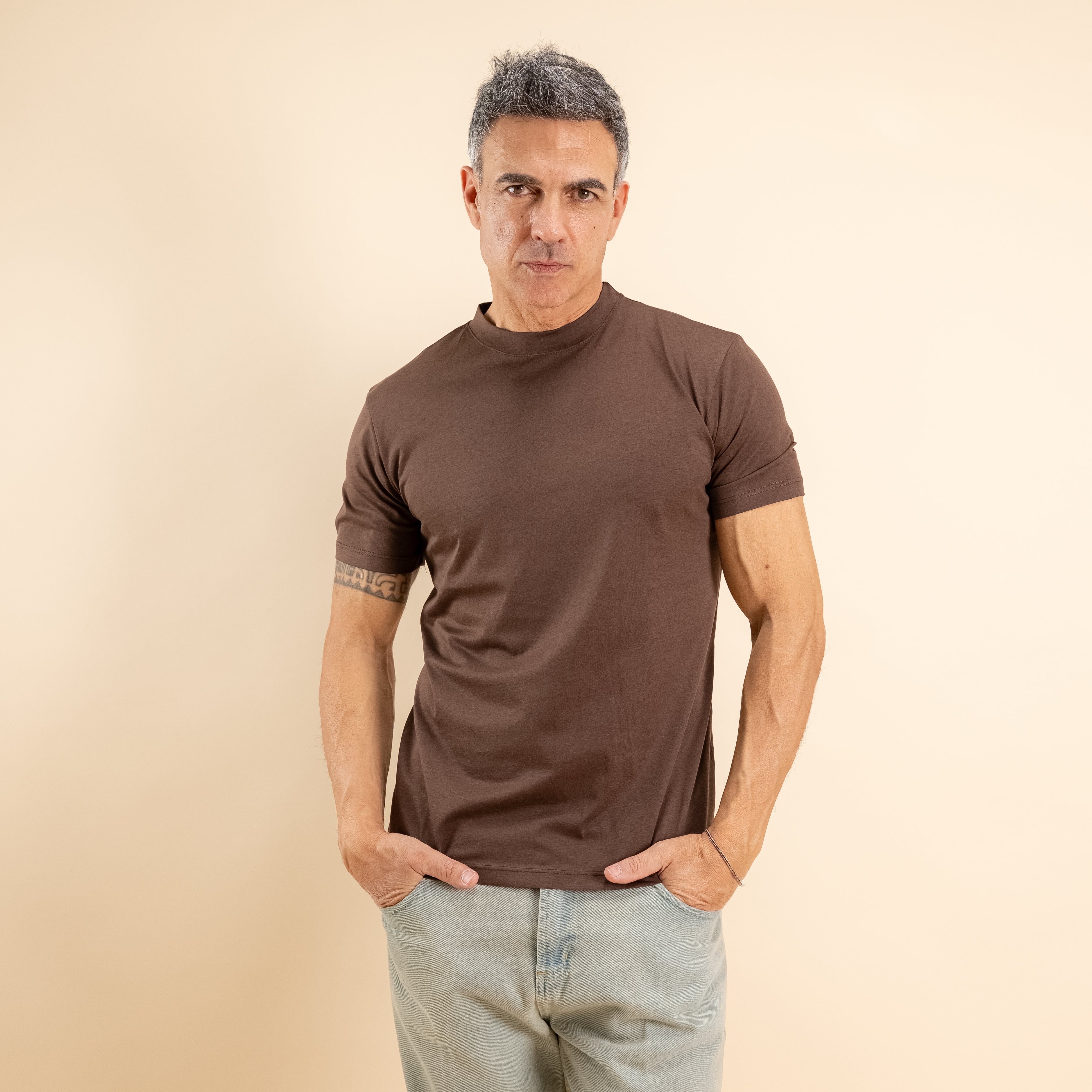 T-shirt cotone mercerizzato premium - Moro