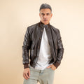 Bomber con bottoni in Vera Pelle - Testa di Moro