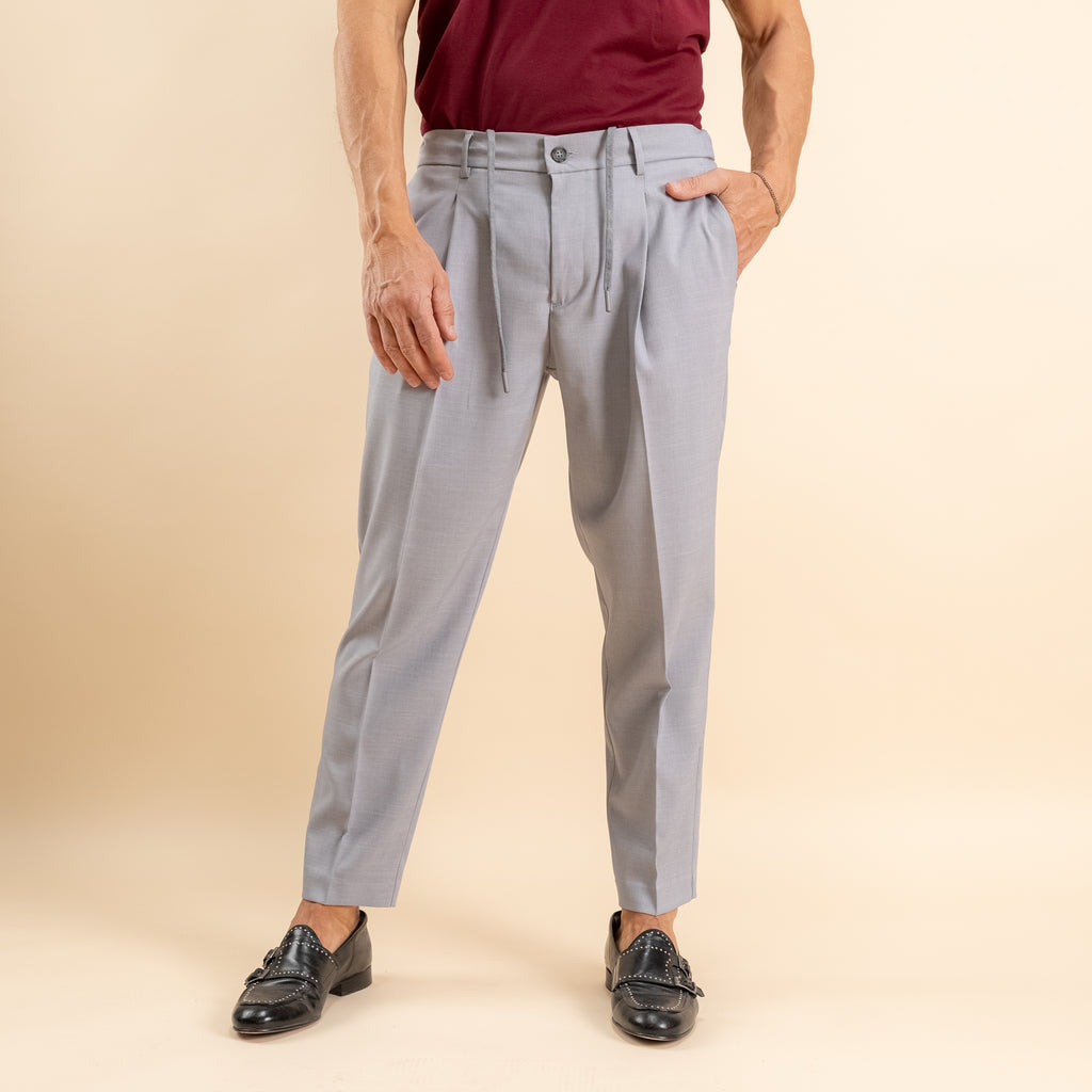 Pantalaccio sartoriale con pinces e molla sul retro - Grigio