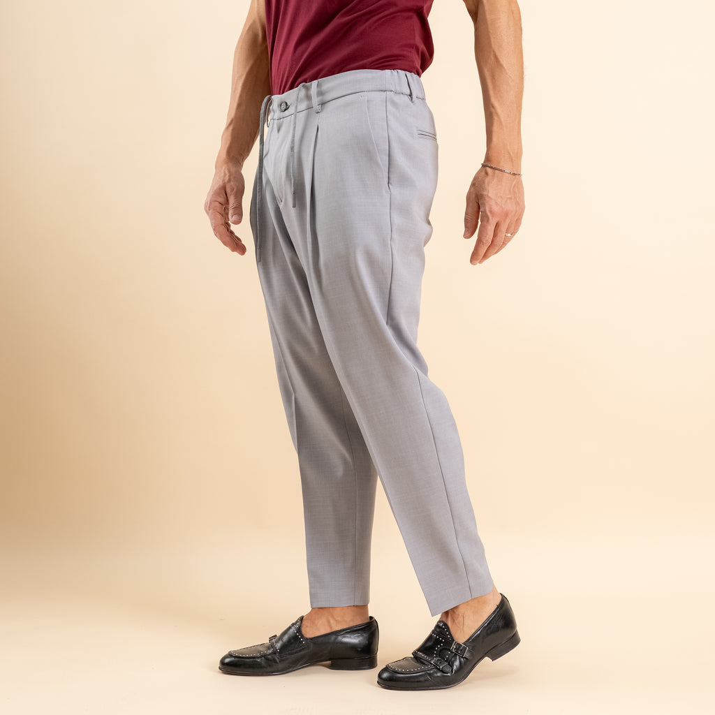 Pantalaccio sartoriale con pinces e molla sul retro - Grigio