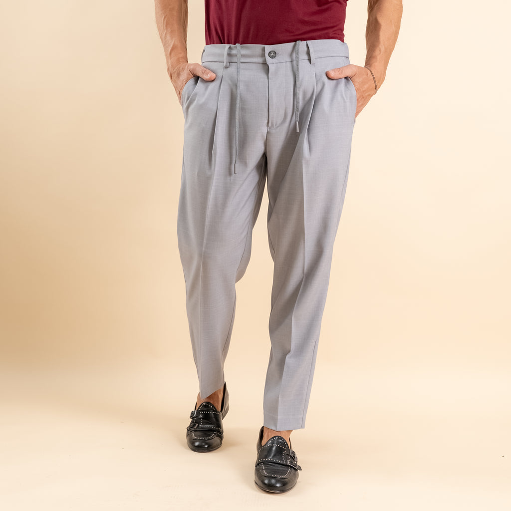 Pantalaccio sartoriale con pinces e molla sul retro - Grigio