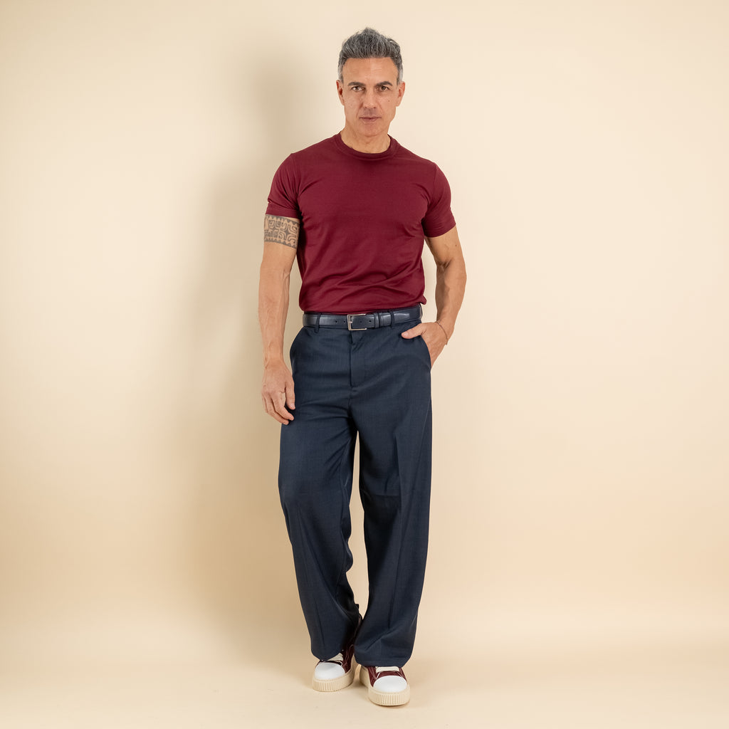 Pantalone palazzo fondo largo - Blu