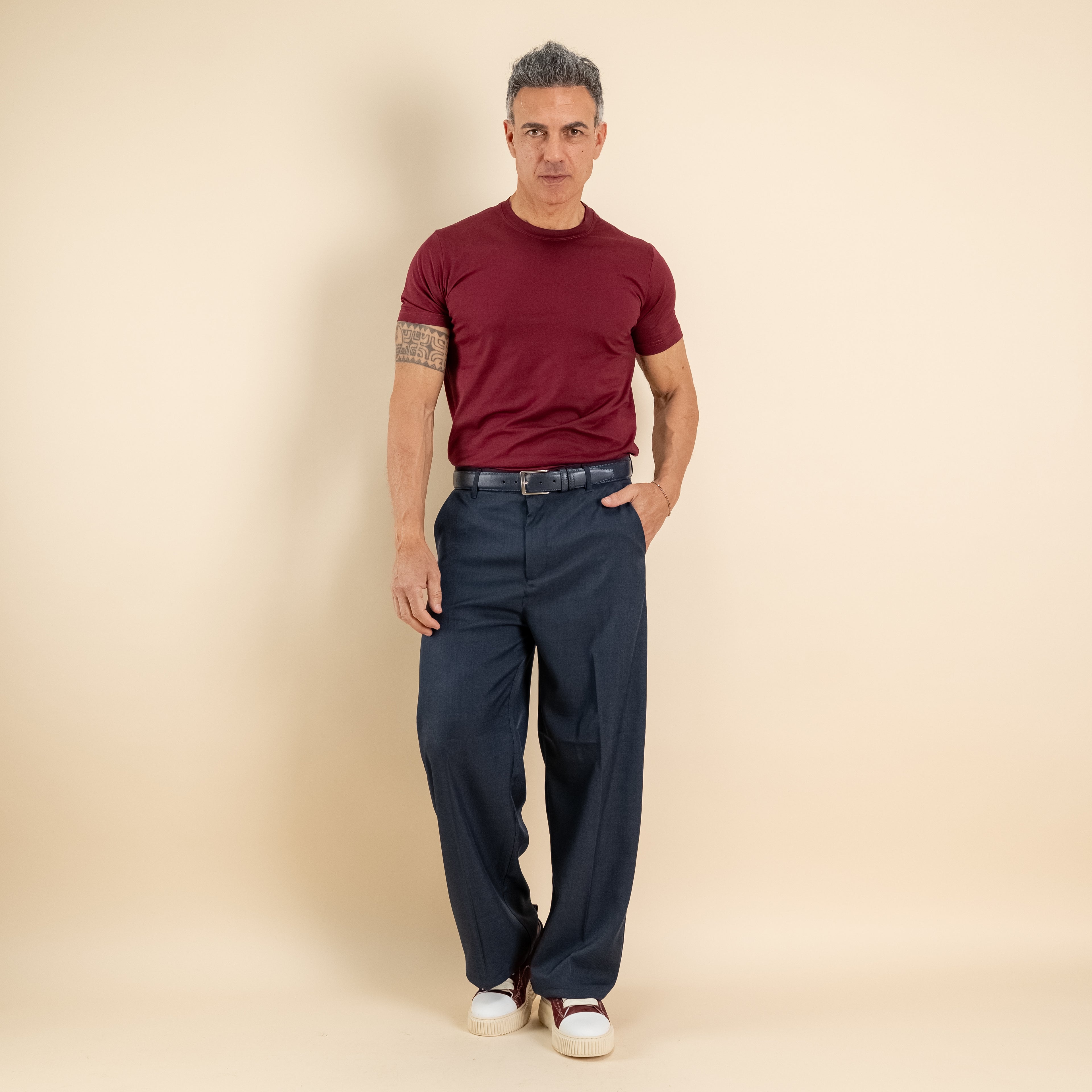 Pantalone palazzo fondo largo - Blu