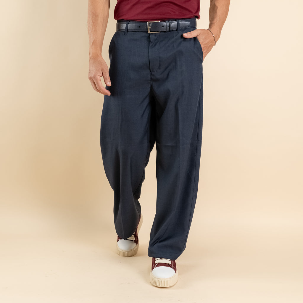 Pantalone palazzo fondo largo - Blu