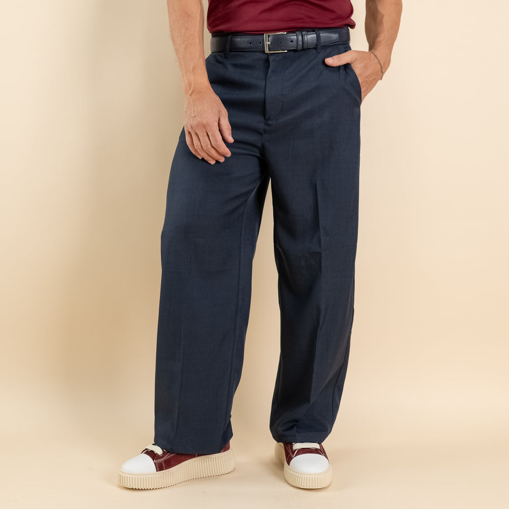Pantalone palazzo fondo largo - Blu