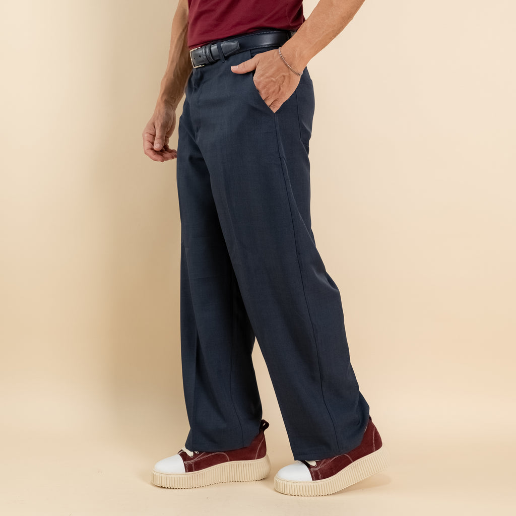 Pantalone palazzo fondo largo - Blu