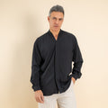Camicia in viscosa scollo a V - Nero