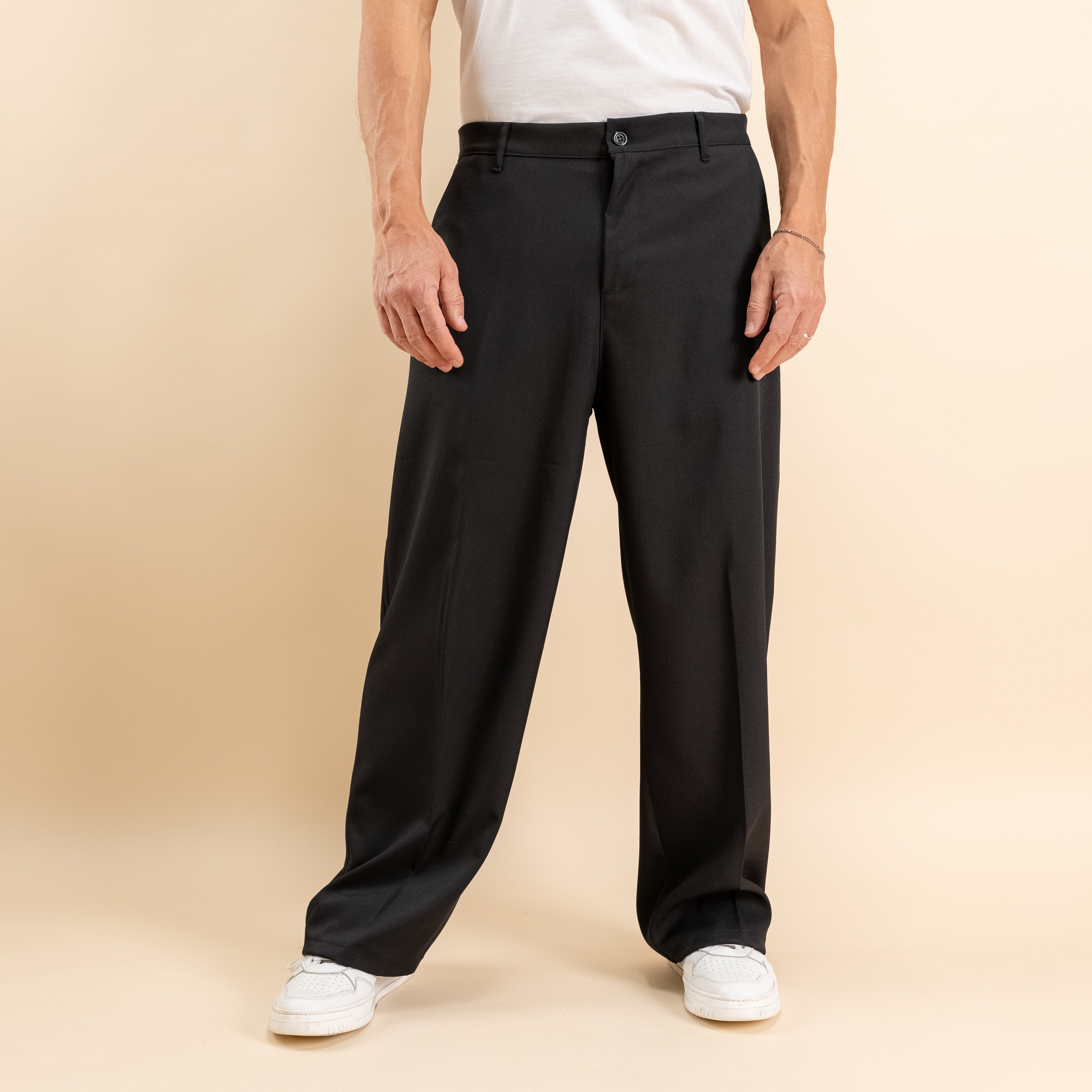 Coordinato monopetto con pantalone palazzo - Nero