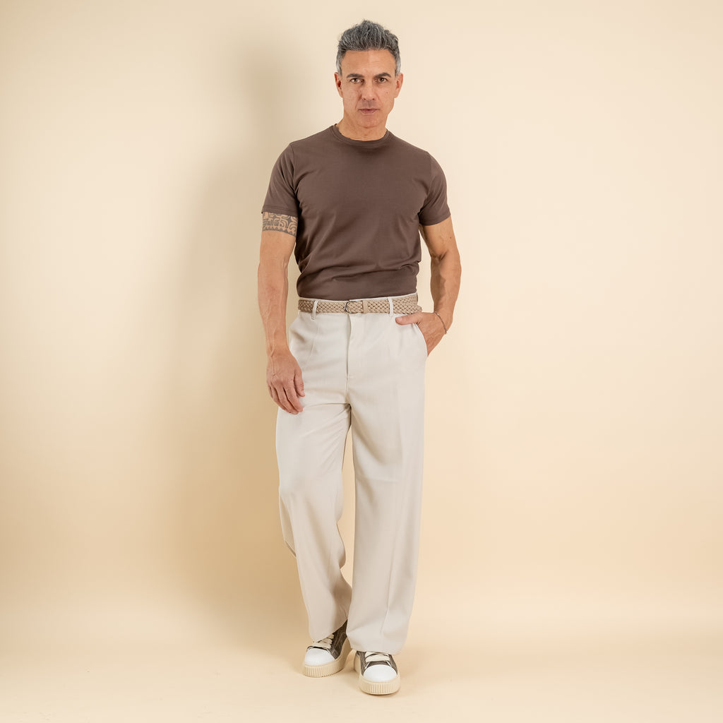 Pantalone palazzo fondo largo - Beige