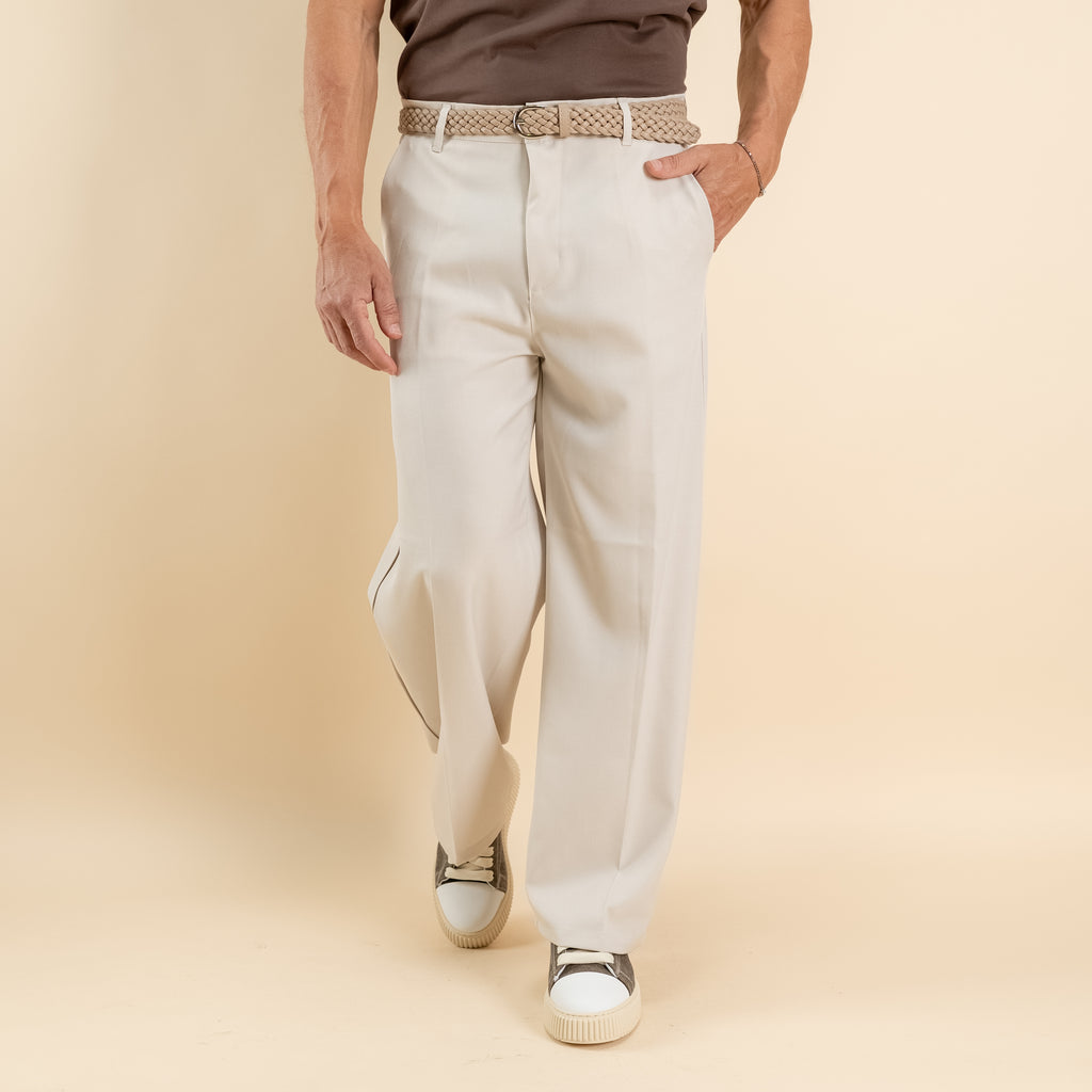 Pantalone palazzo fondo largo - Beige