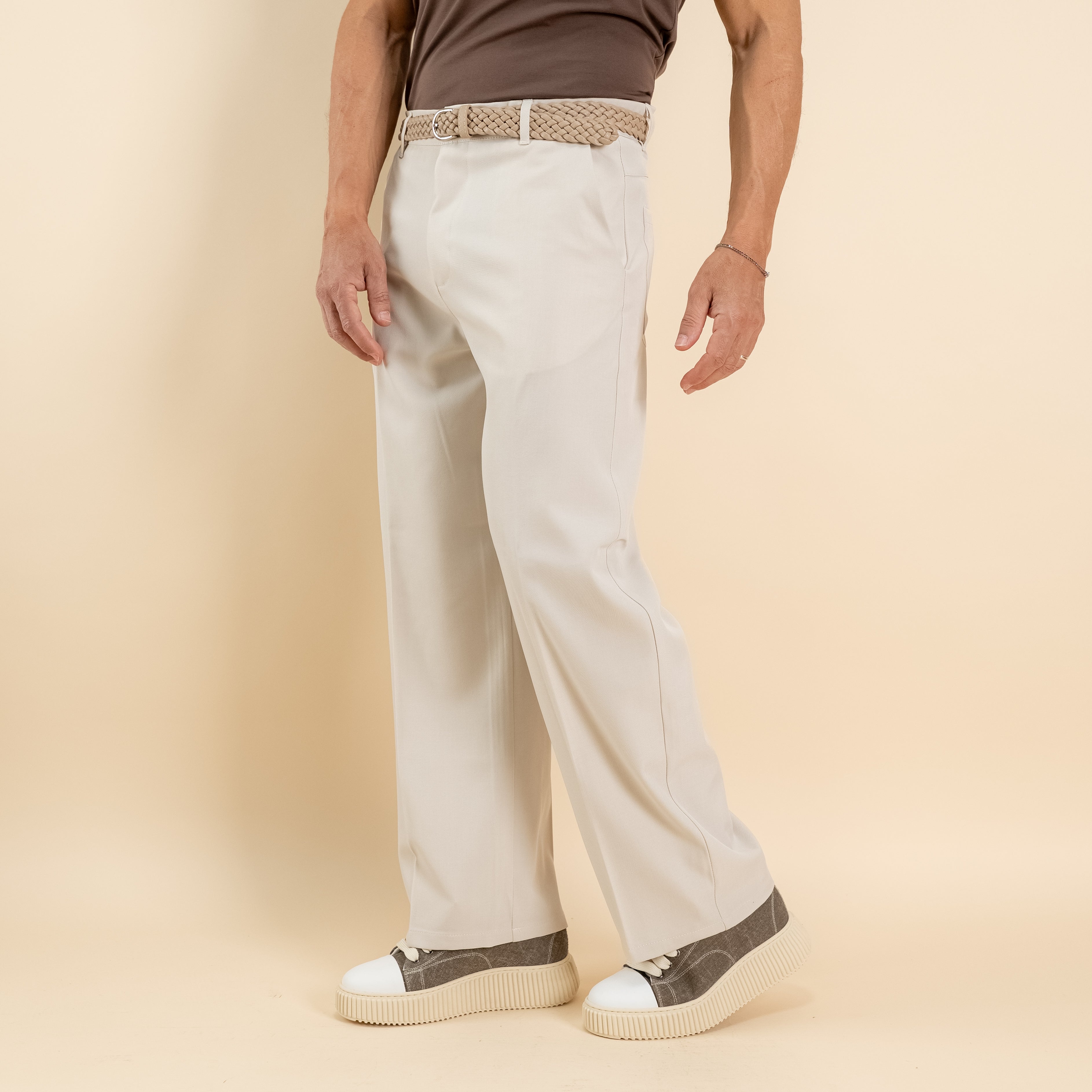 Pantalone palazzo fondo largo - Beige