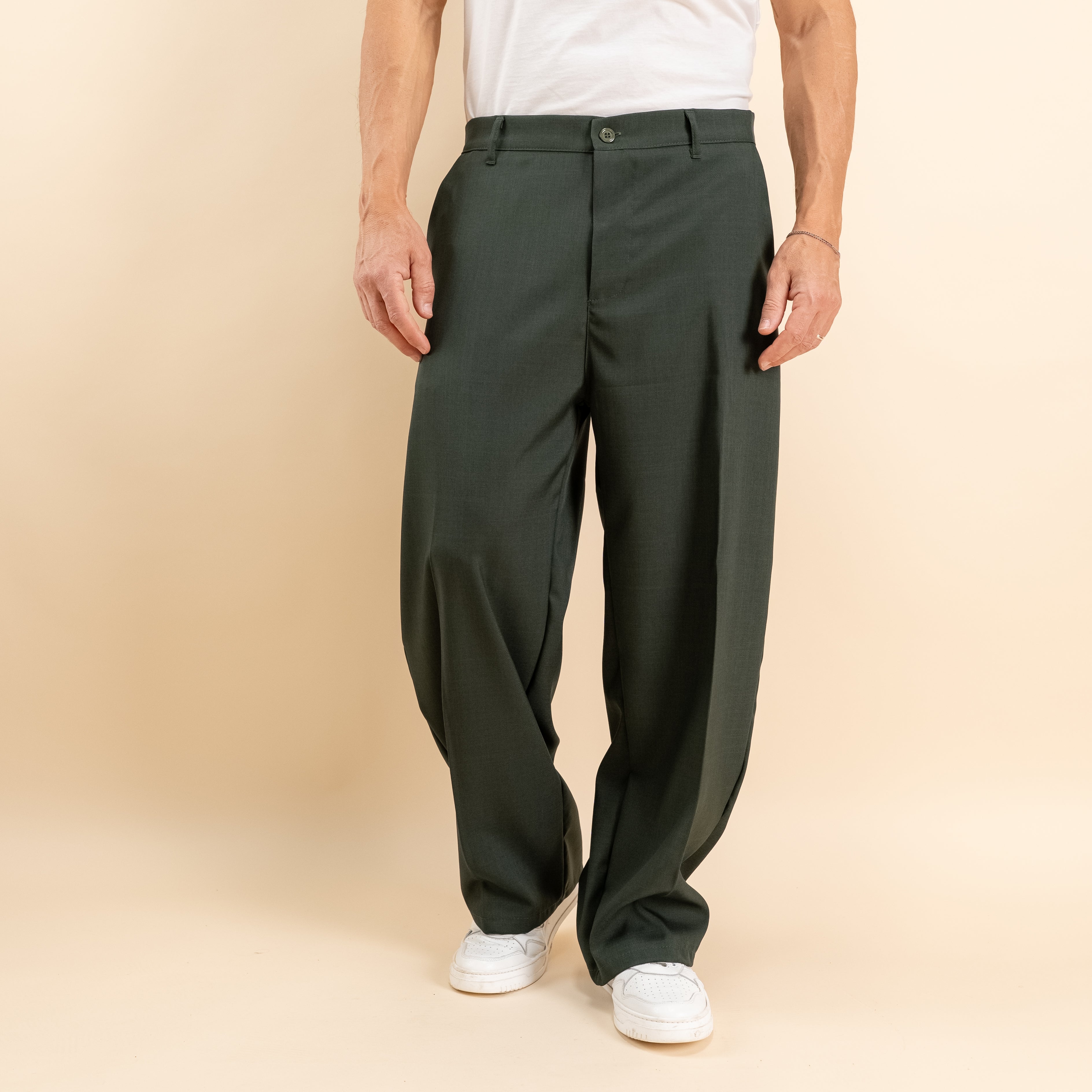 Coordinato monopetto con pantalone palazzo - Verde