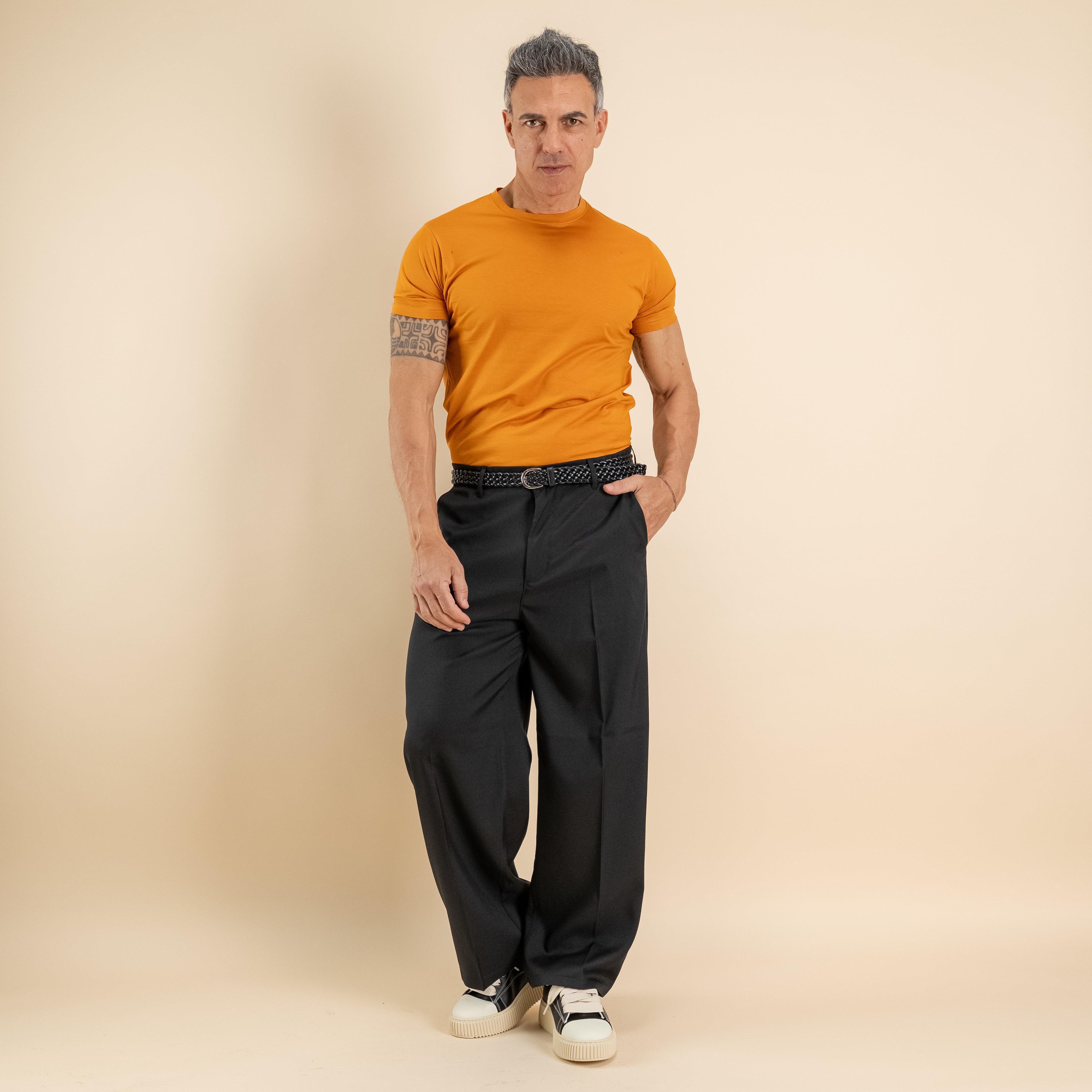 Pantalone palazzo fondo largo - Nero