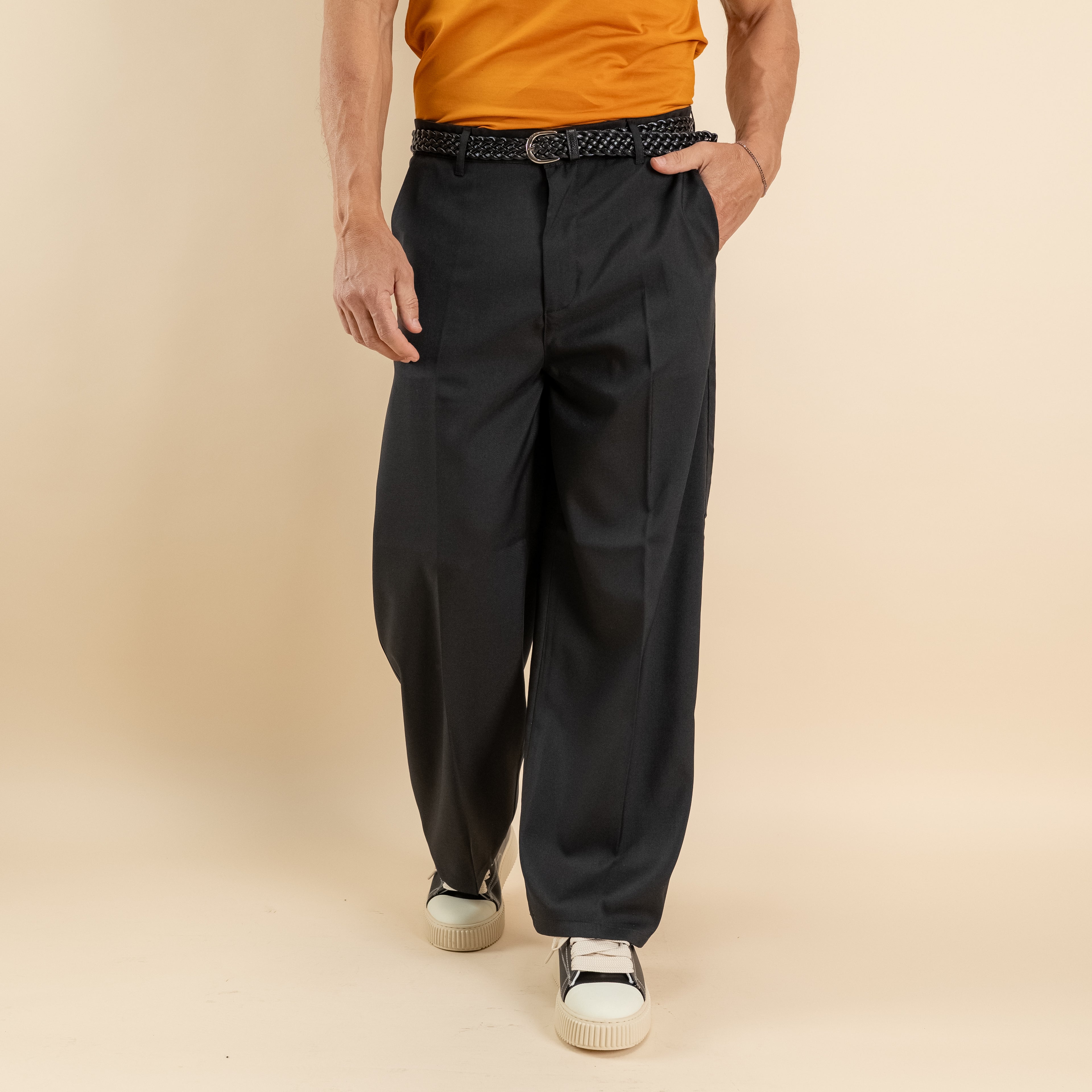 Pantalone palazzo fondo largo - Nero