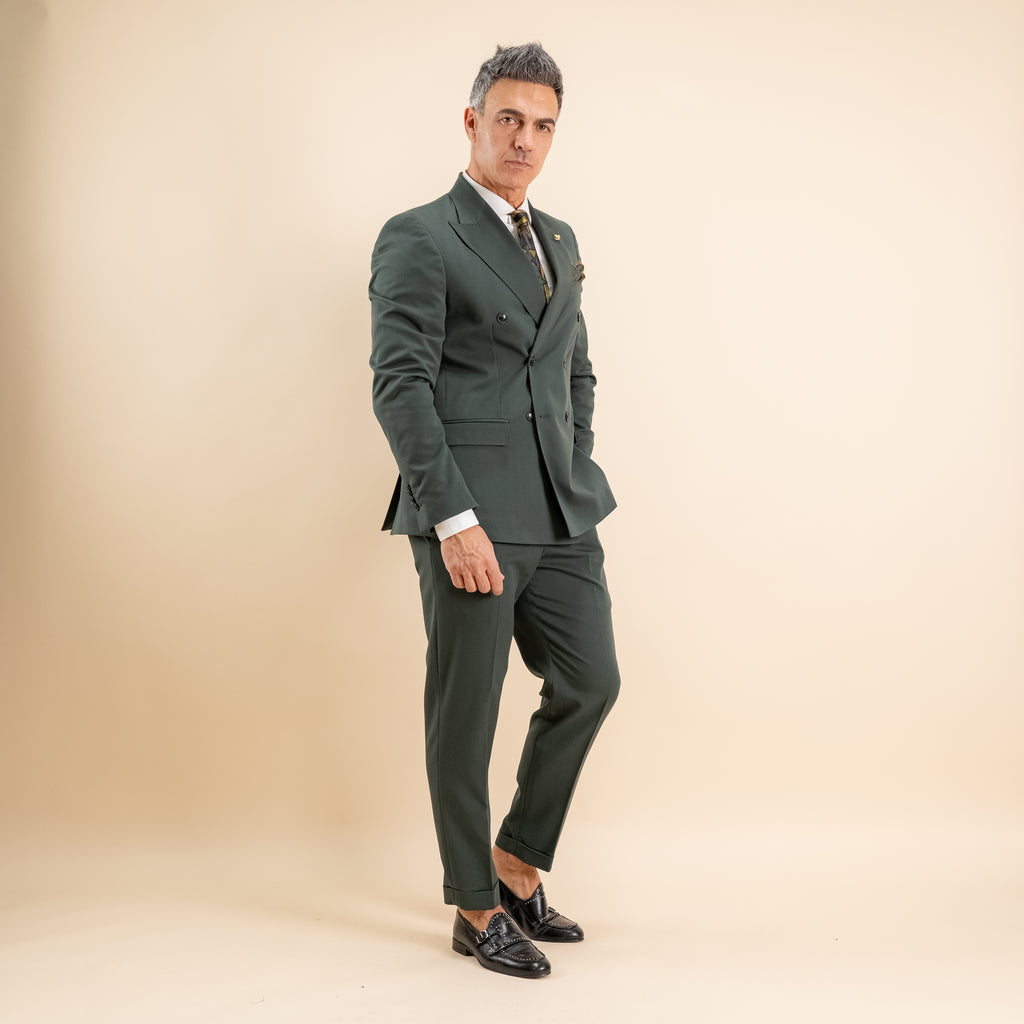 Abito doppio petto con pantalone con fibbia laterale - Bosco