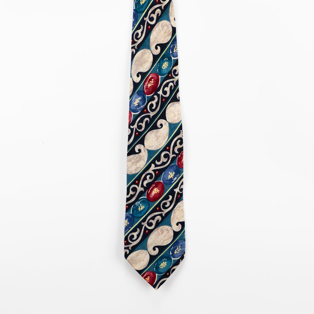Cravatta Vintage fantasia Geometrica Ornamentale 100% Seta