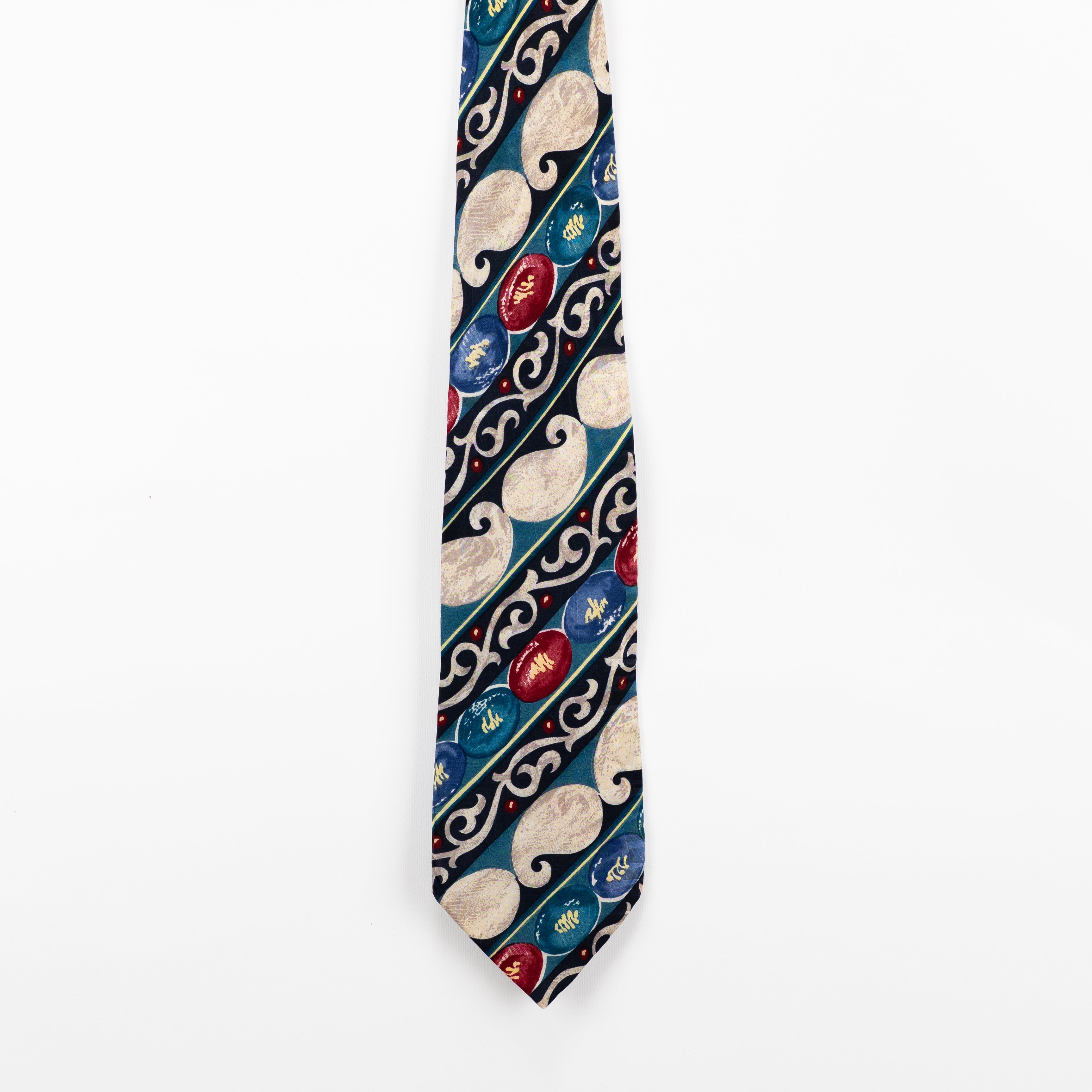 Cravatta Vintage fantasia Geometrica Ornamentale 100% Seta