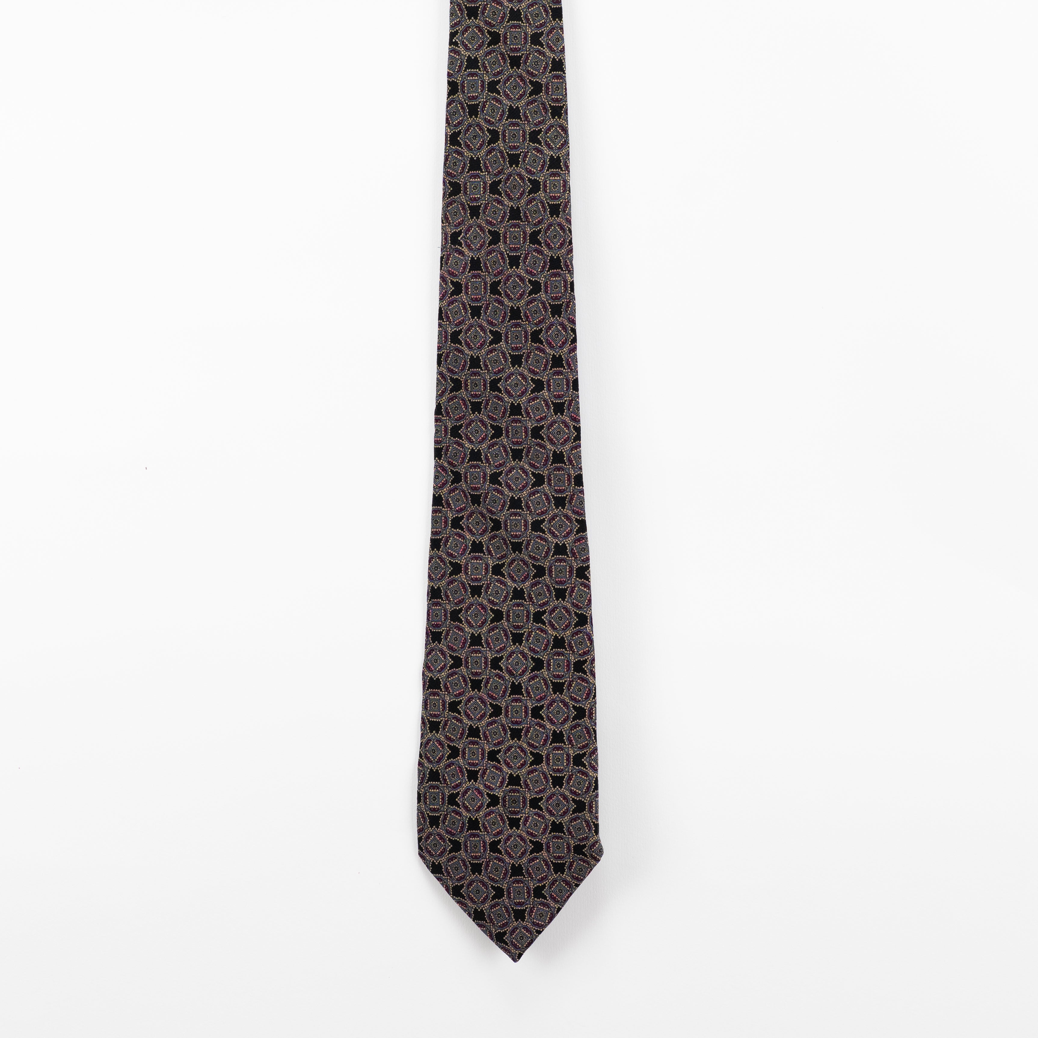 Cravatta Vintage fantasia Medallion 100% Seta