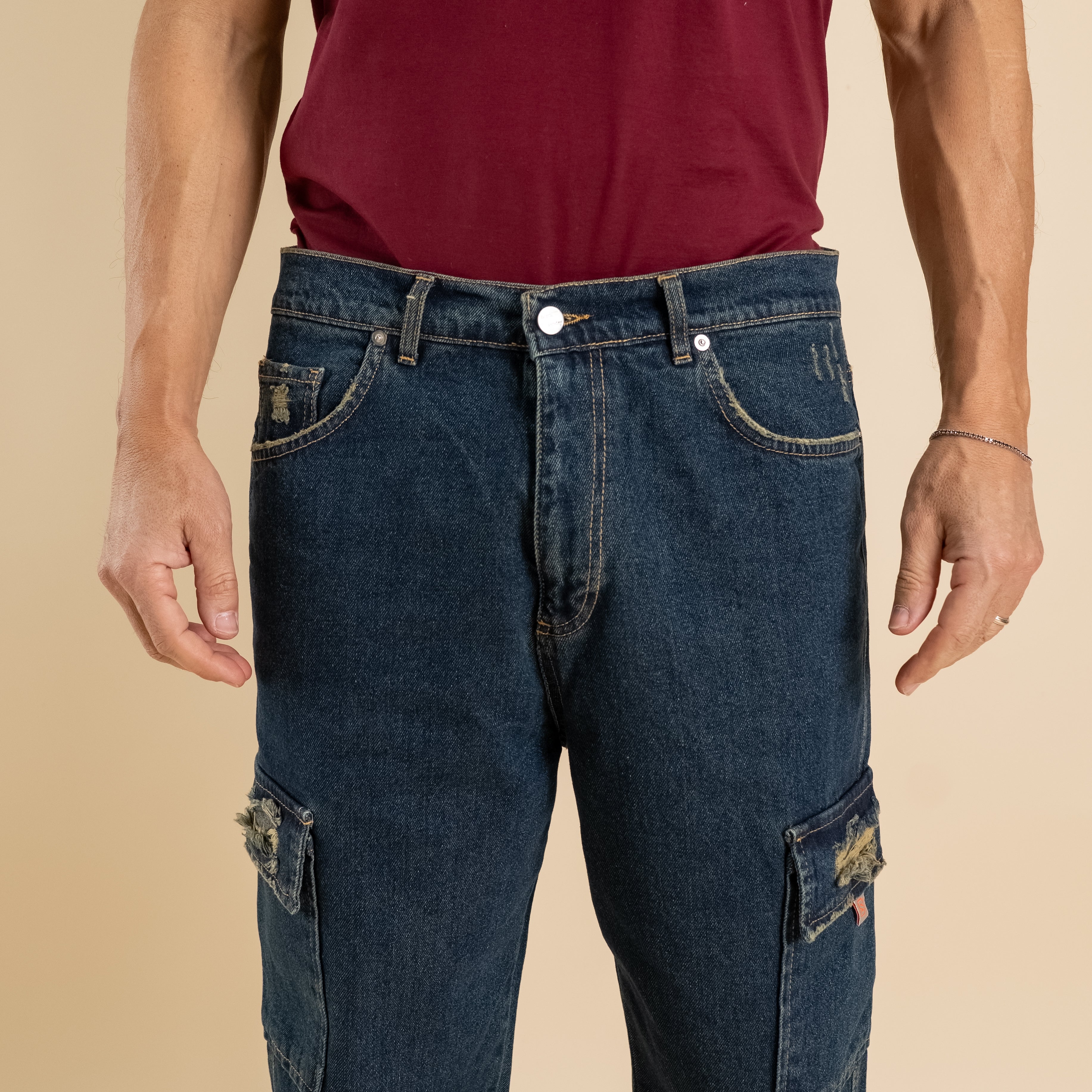 Jeans cargo ripped - Denim