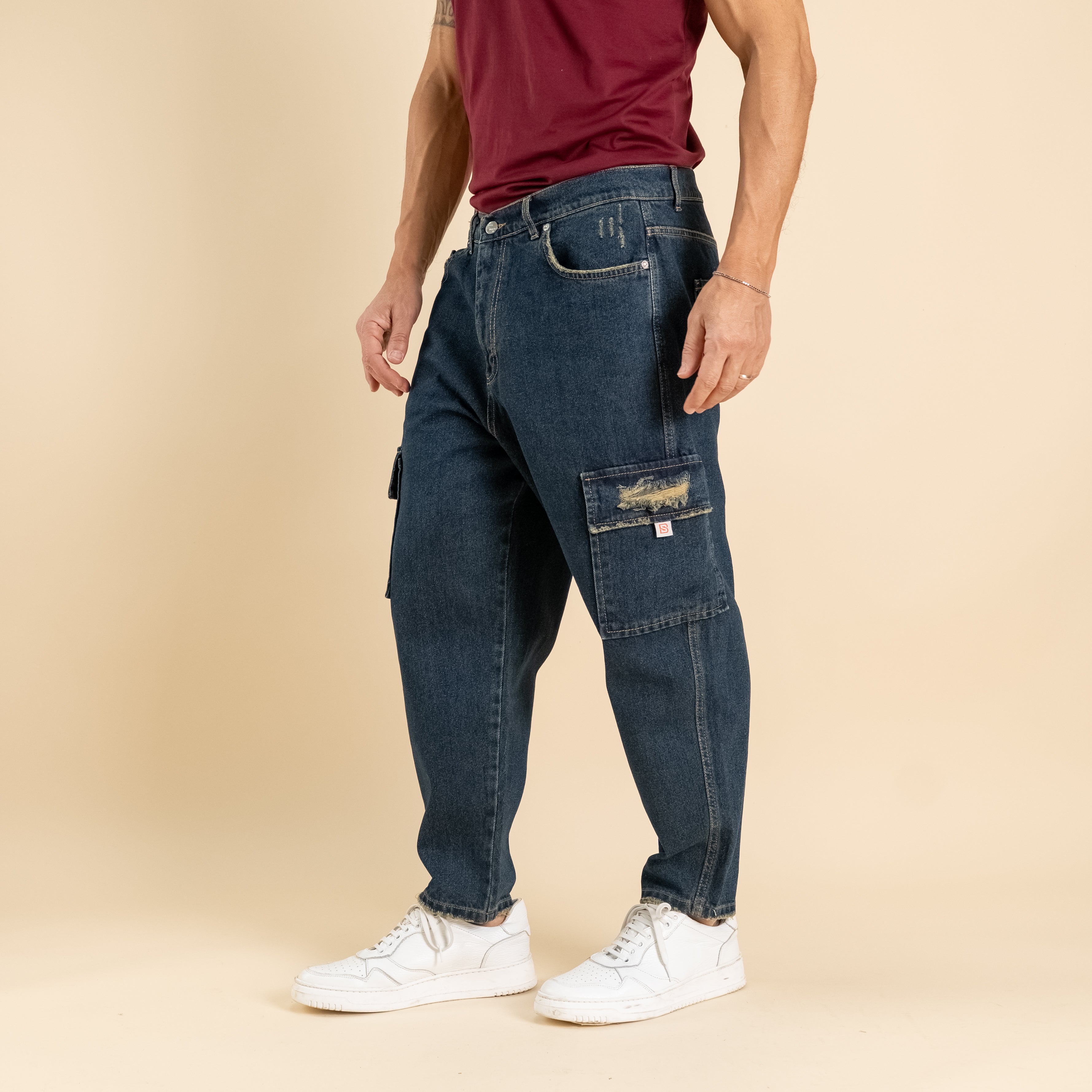 Jeans cargo ripped - Denim