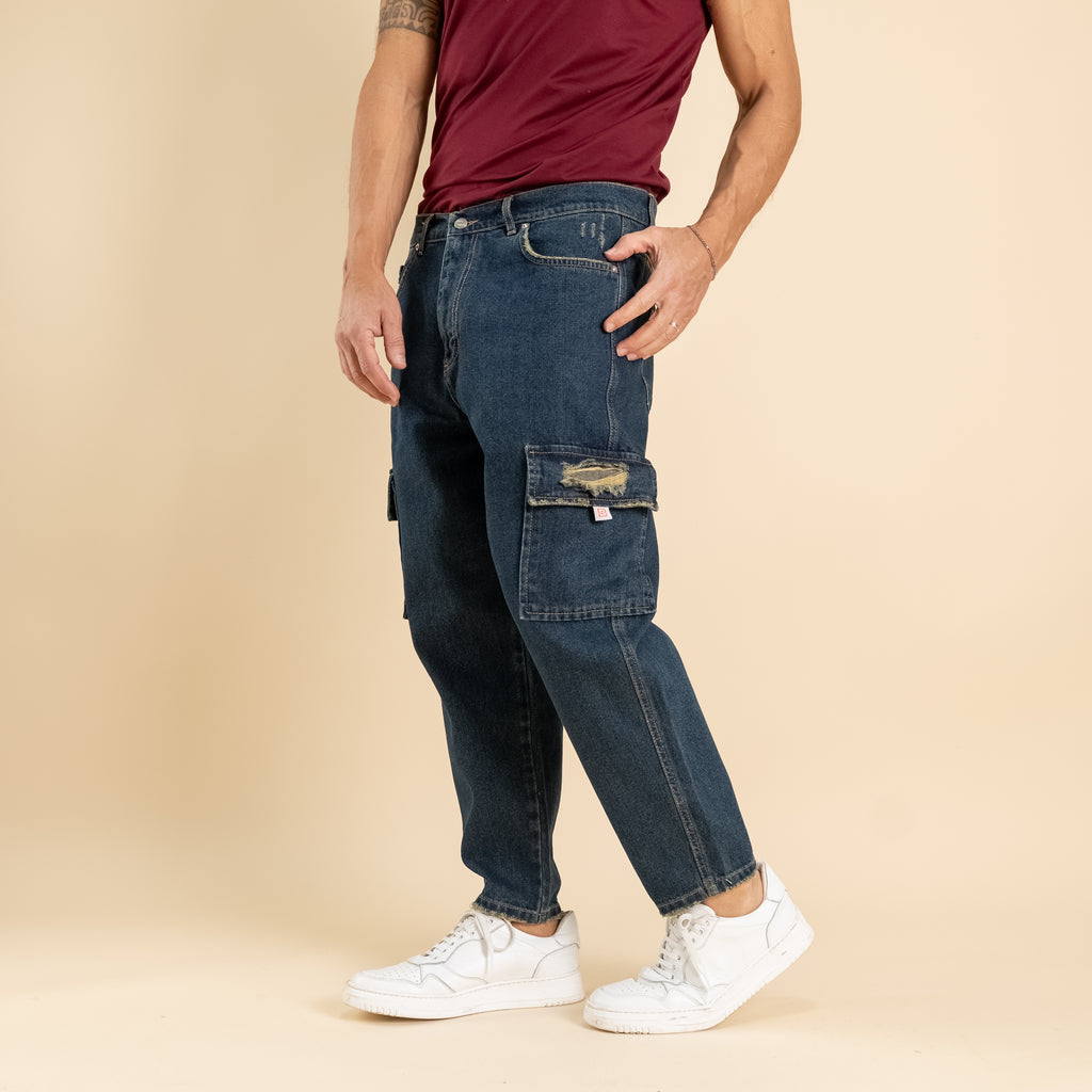 Jeans cargo ripped - Denim