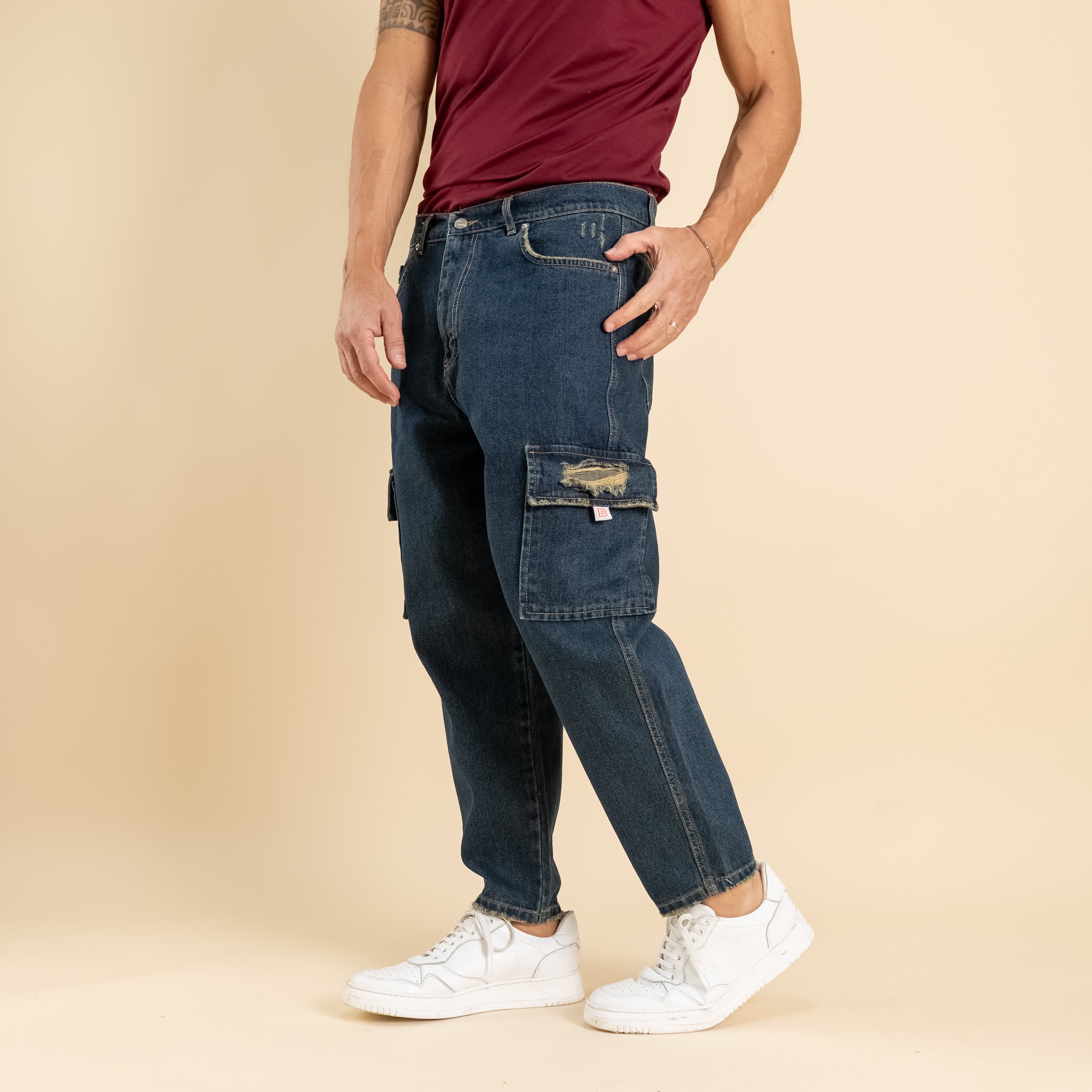 Jeans cargo ripped - Denim