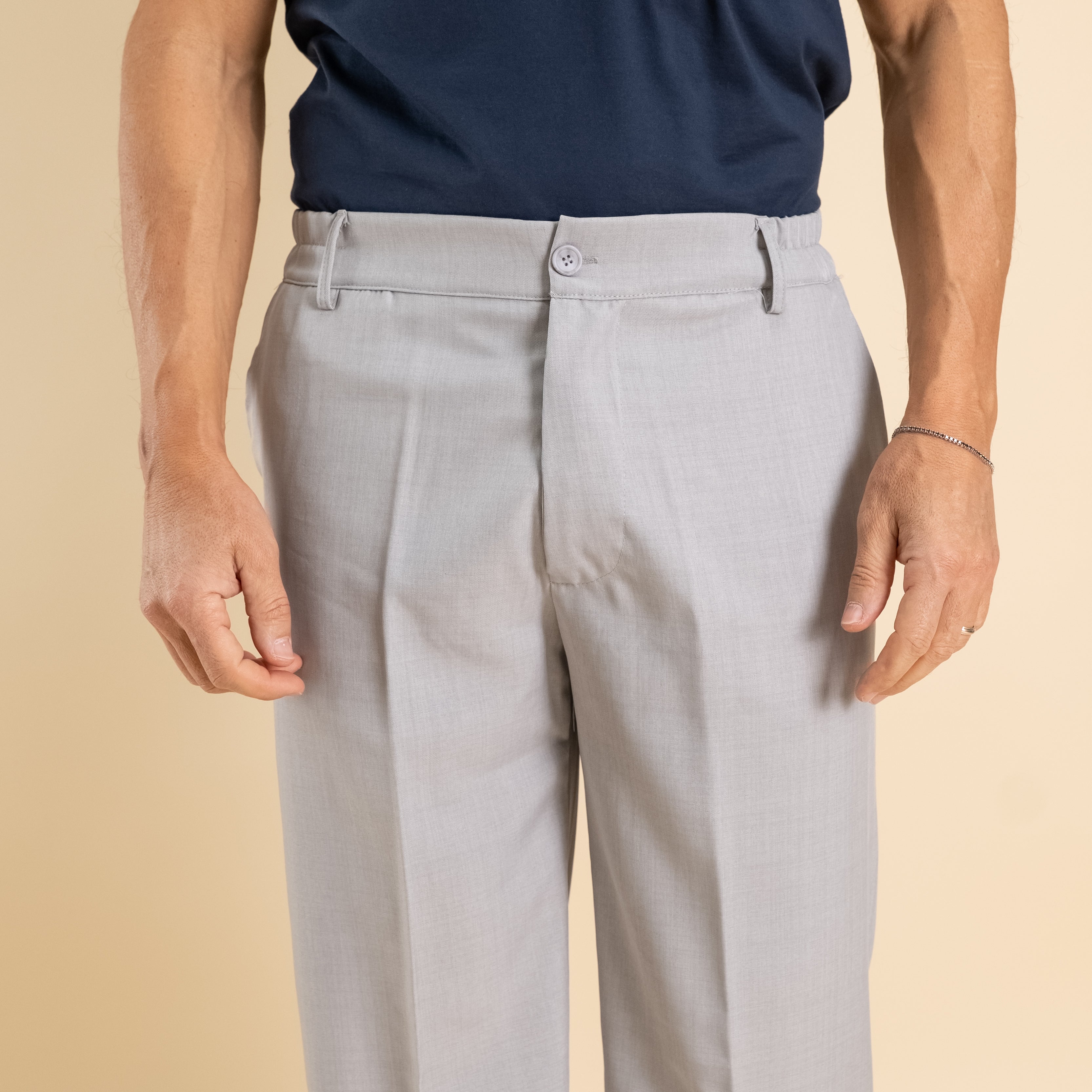 Pantalone palazzo taglio dritto con molla sul retro - Grigio