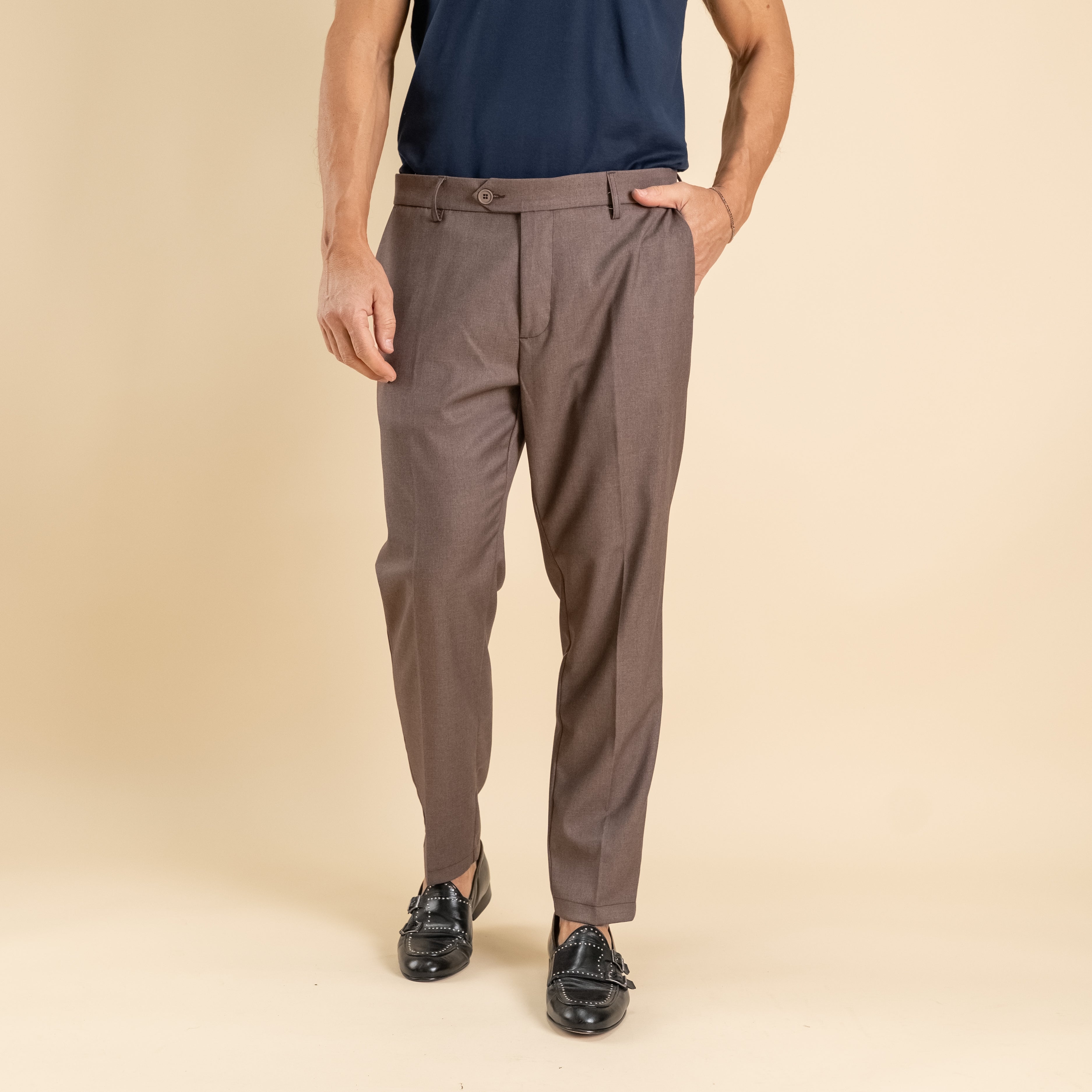 Pantalone classico slim - Fango