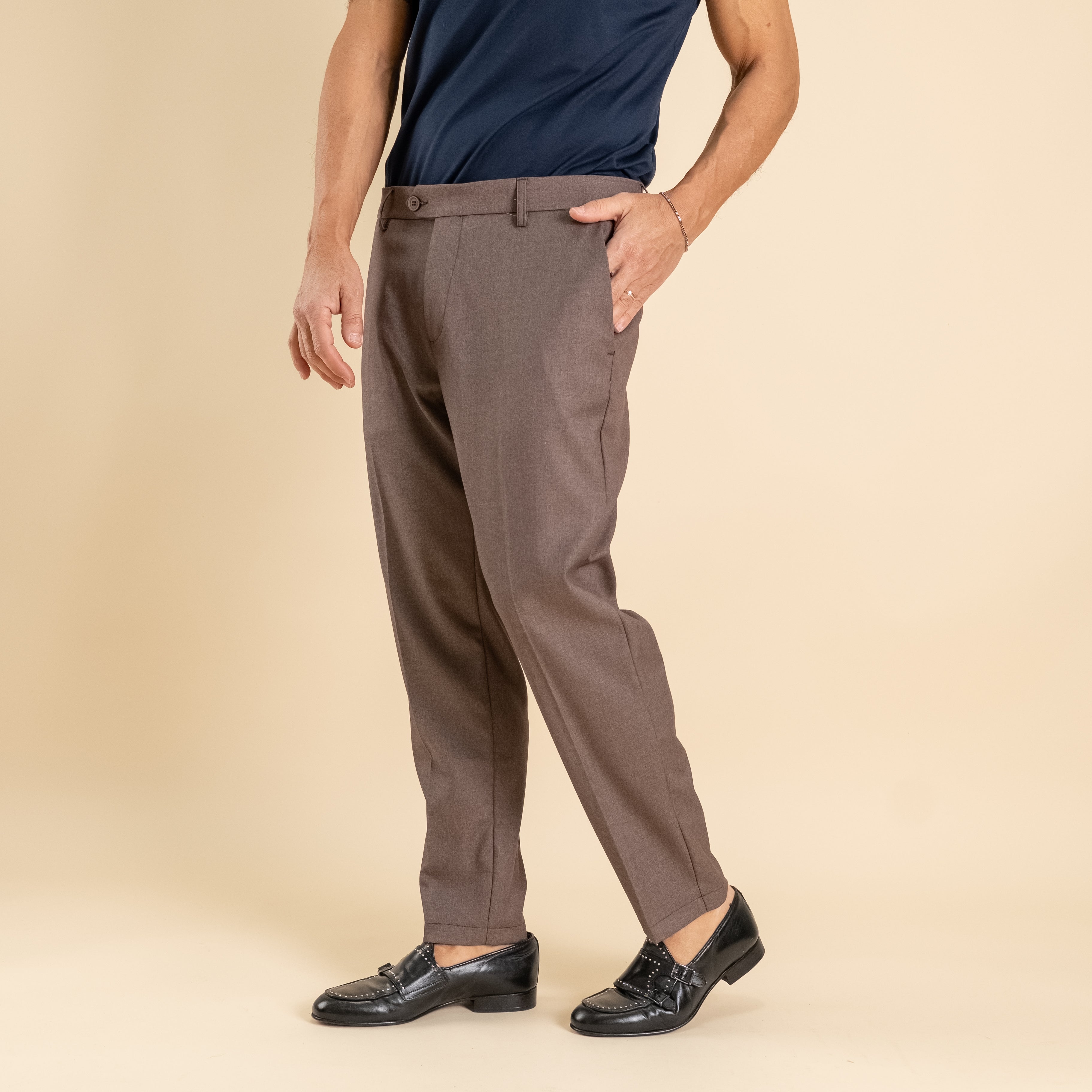 Pantalone classico slim - Fango