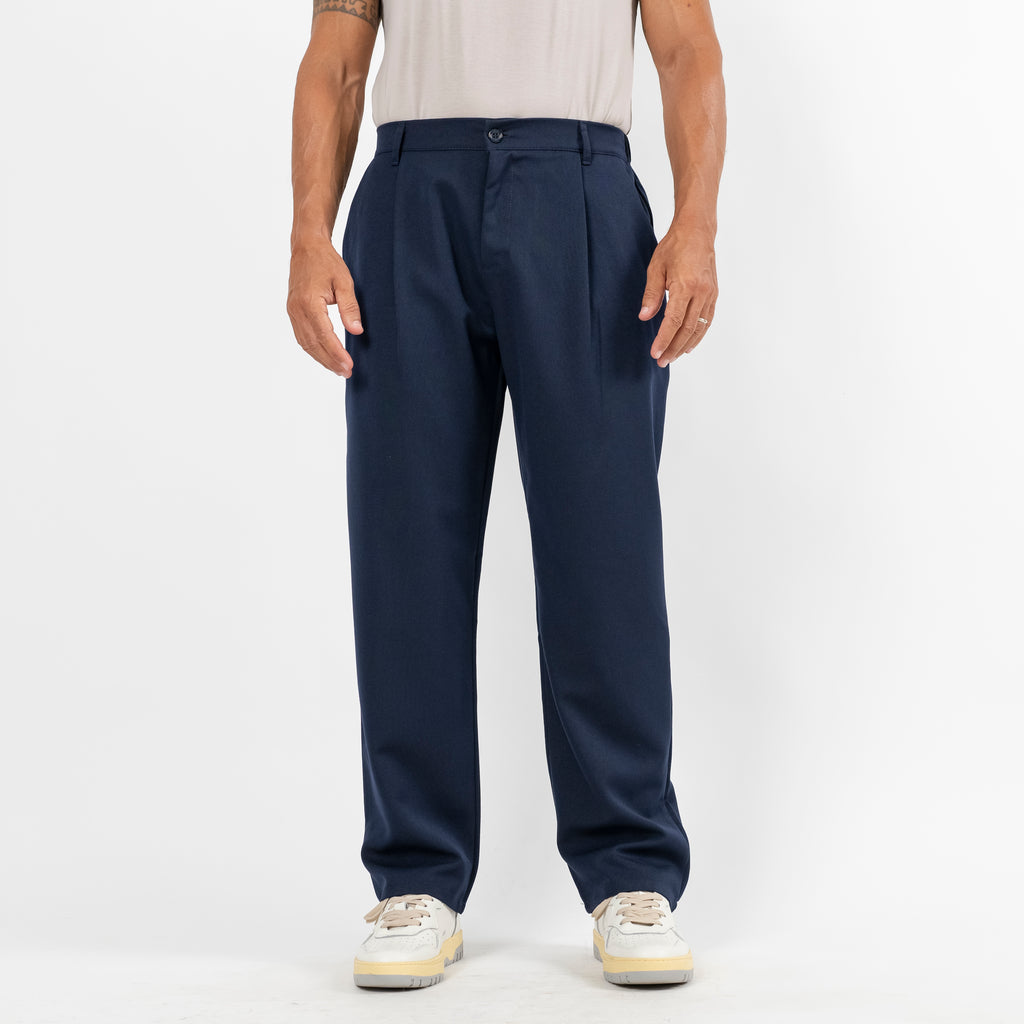 Pantalone palazzo con molla sul retro - Blu Notte