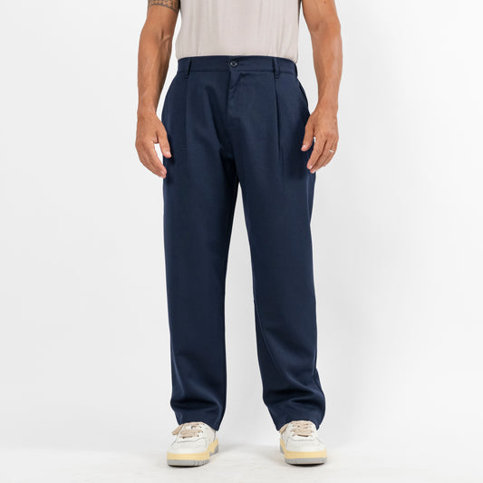 Pantalone palazzo con molla sul retro - Blu Notte