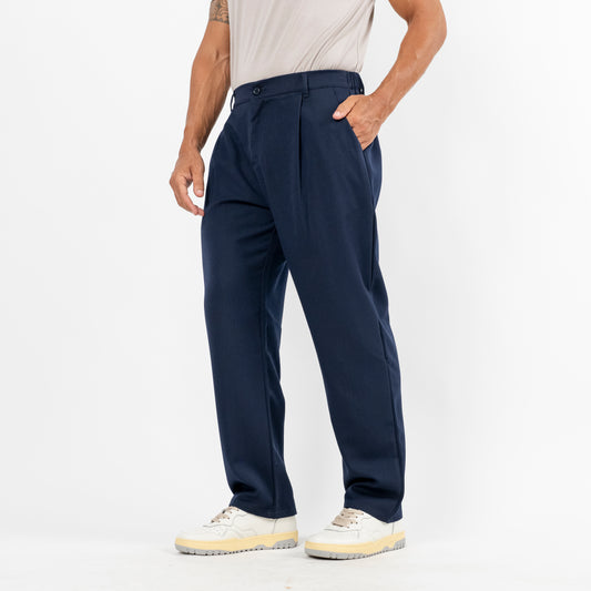 Pantalone palazzo con molla sul retro - Blu Notte