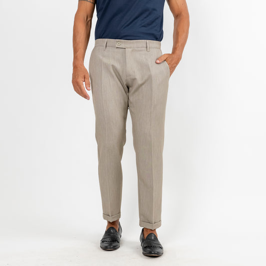 Pantalone classico con molla sul retro - Champagne