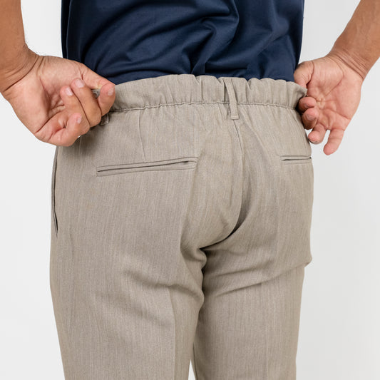 Pantalone classico con molla sul retro - Champagne