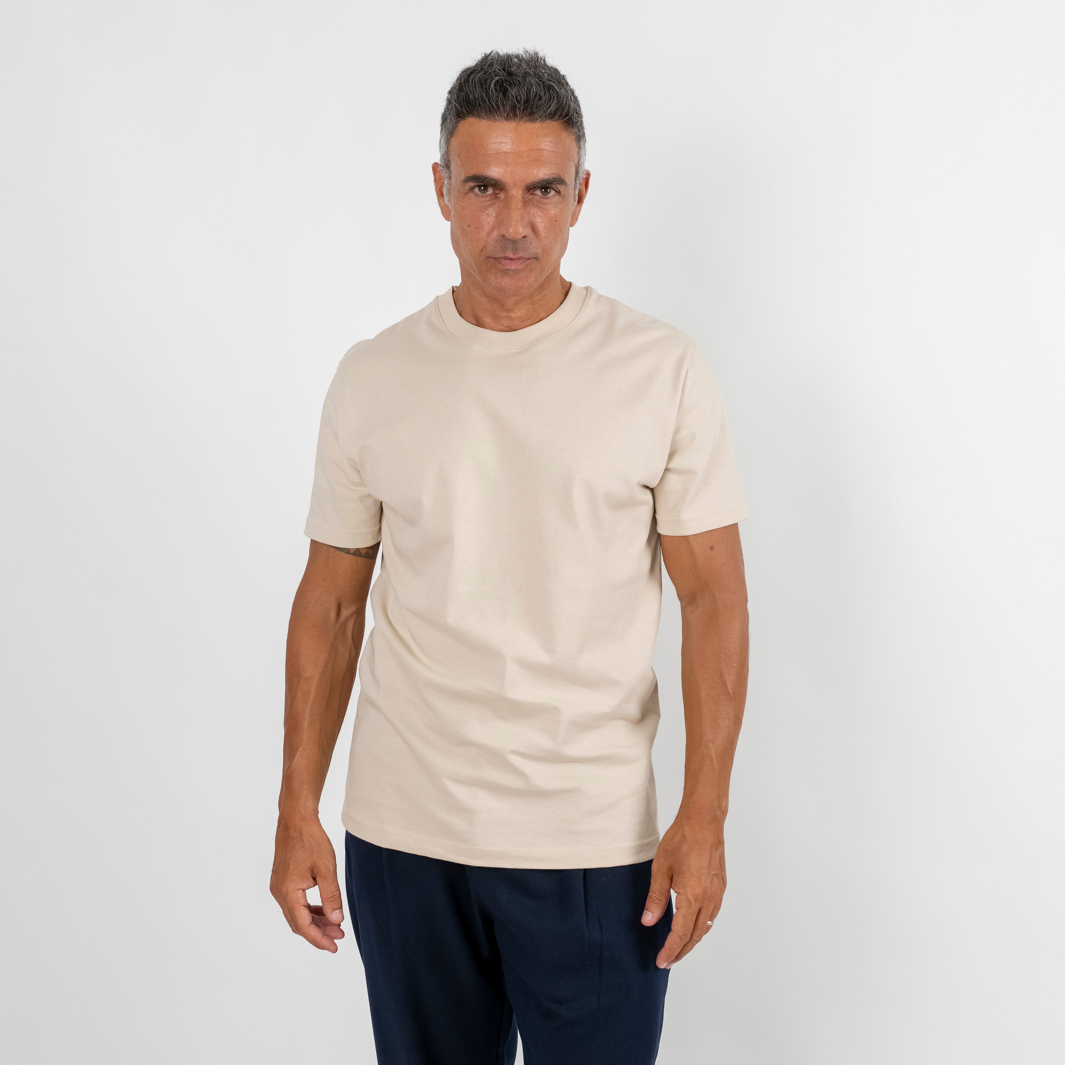 T-shirt regular in cotone 16/1 - Beige